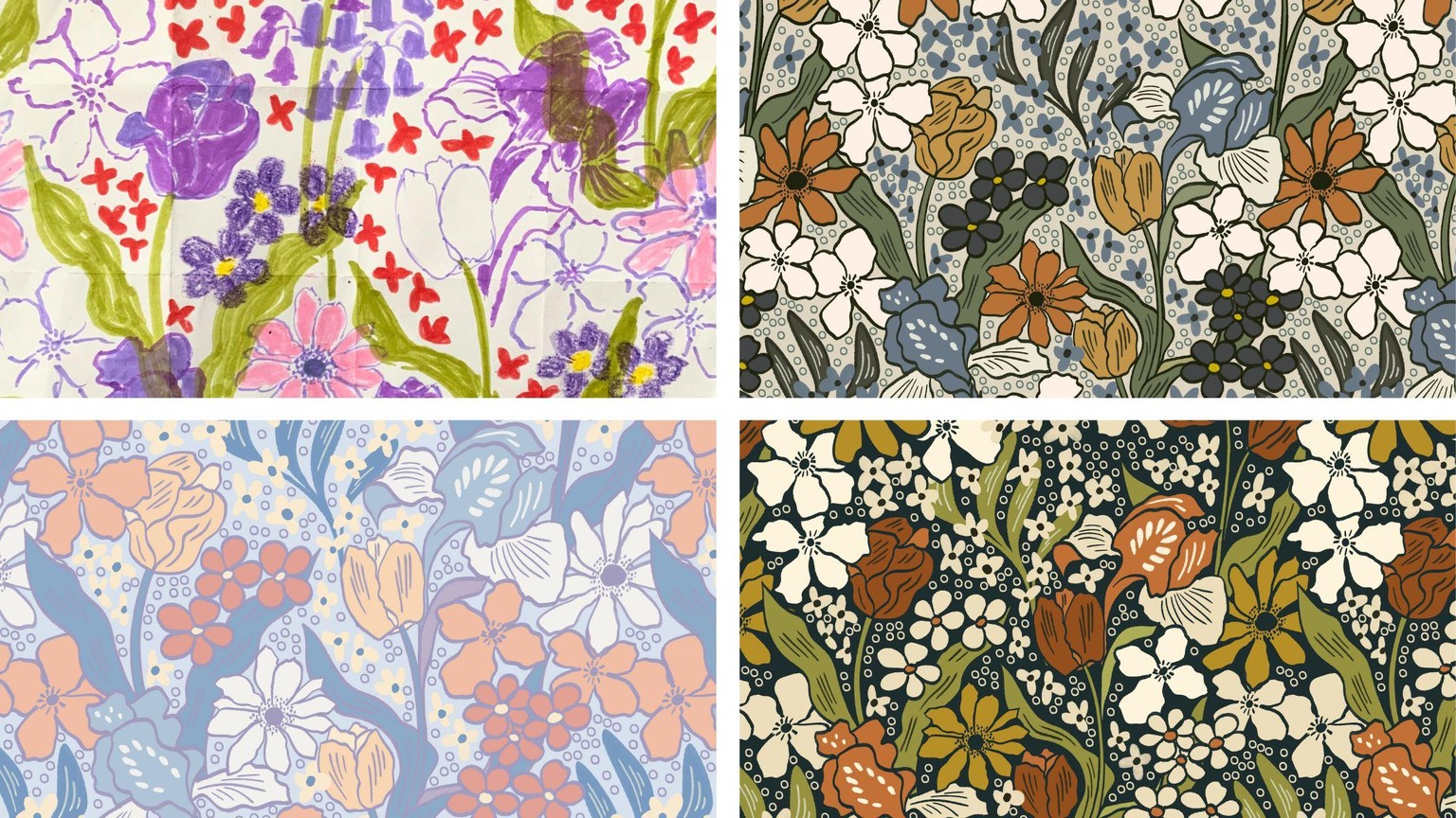 From paper to digital pattern: Vintage Wildflower Mix - image 1 - student project