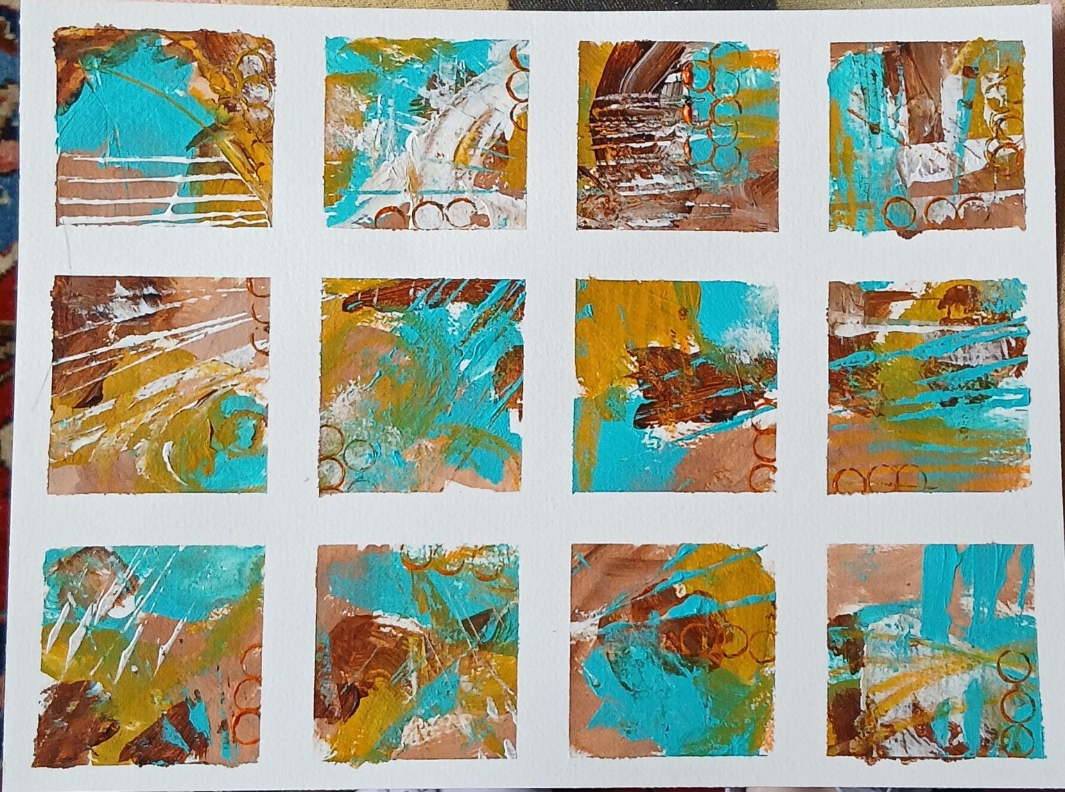 Free flow mixed media grid paintings - image 2 - student project