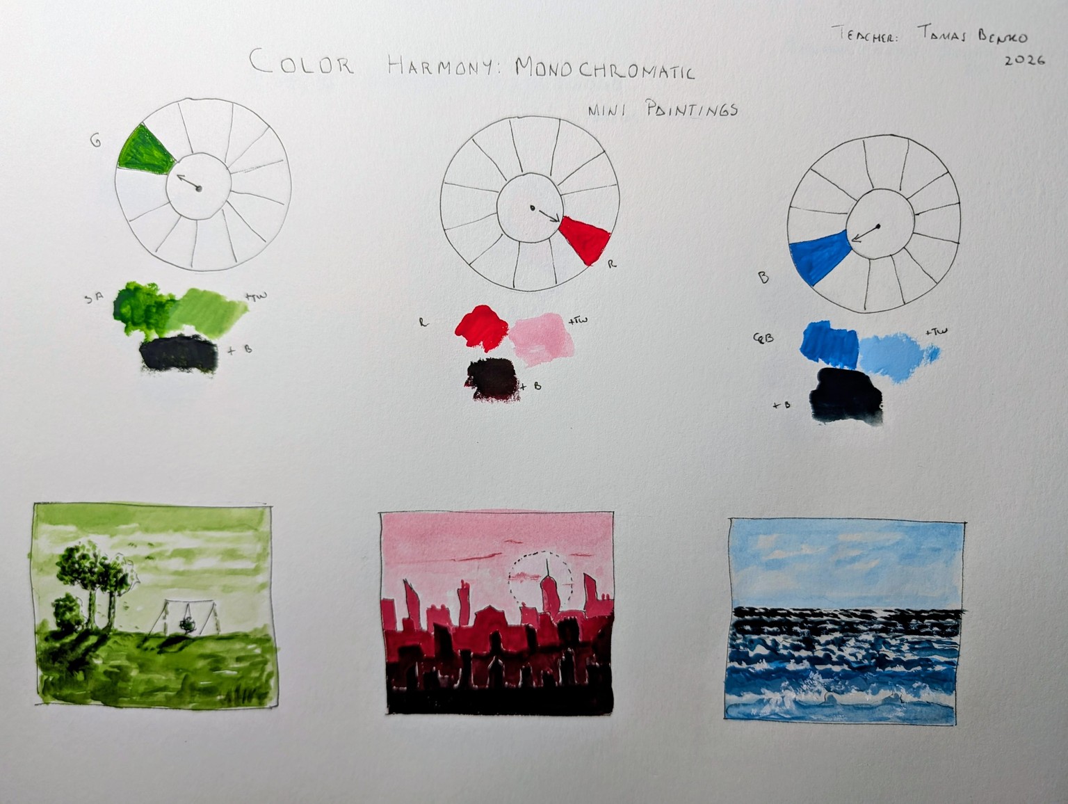 Color Harmony: Monochromatic Mini Paintings - image 1 - student project