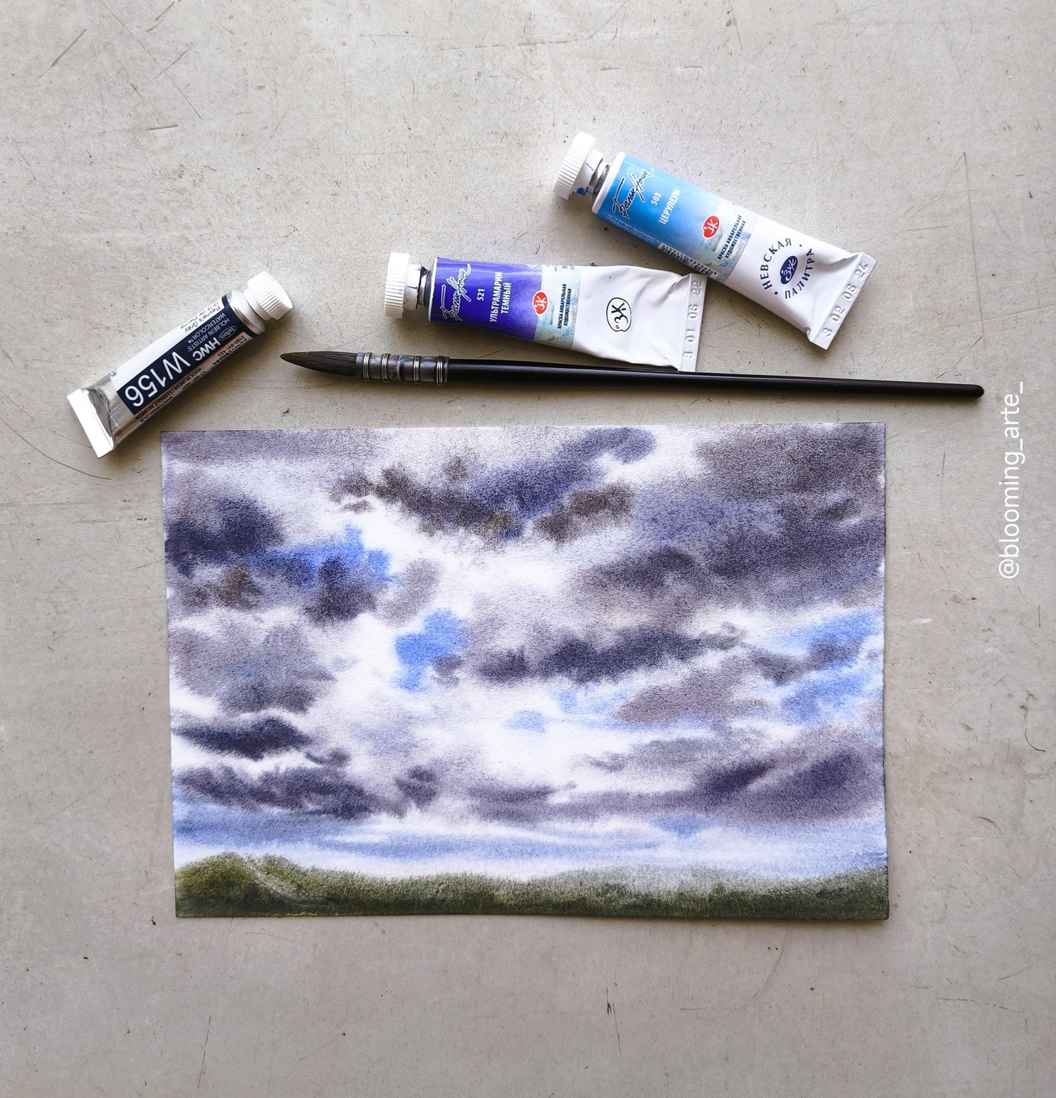 10-Minute Watercolor Cloudy Sky - image 3 - student project
