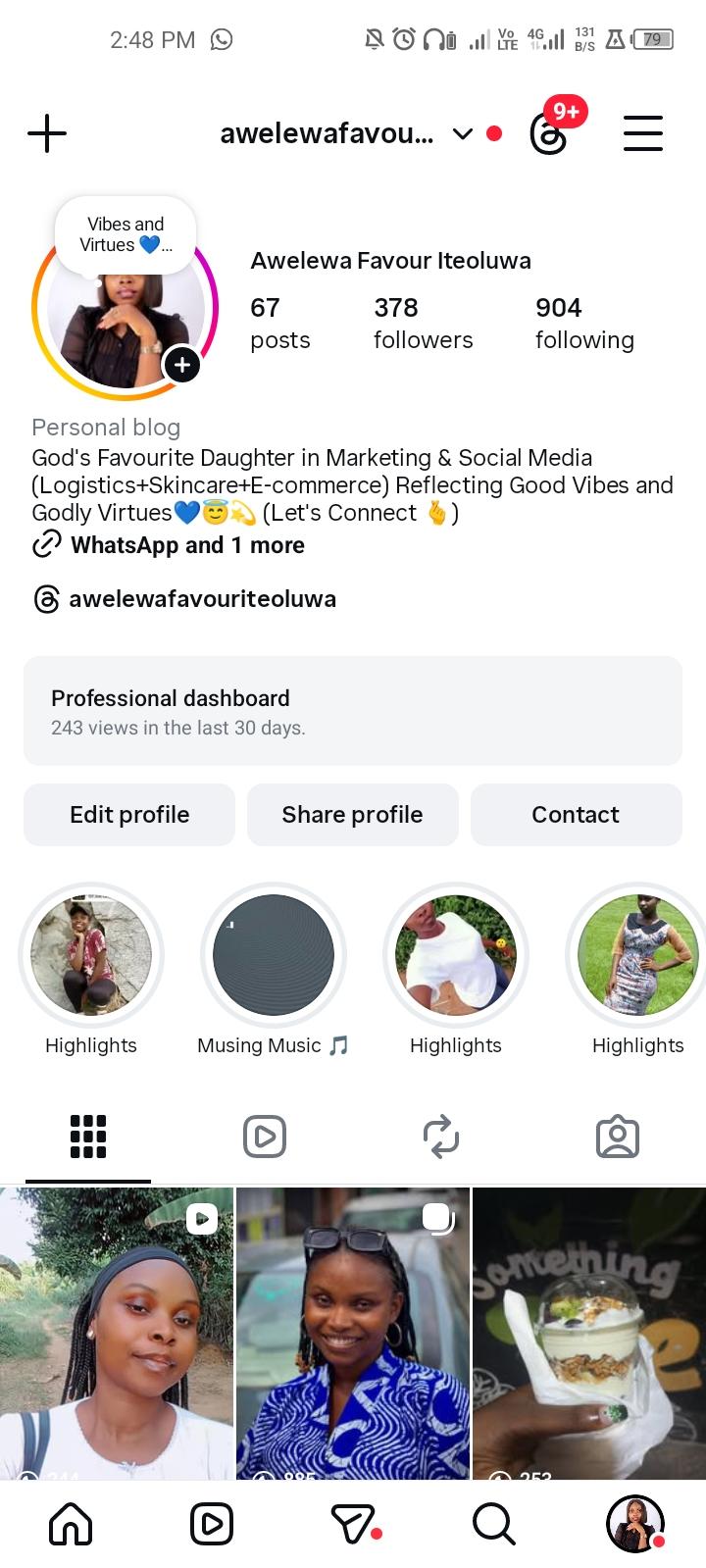 My personal Instagram page - image 1 - student project