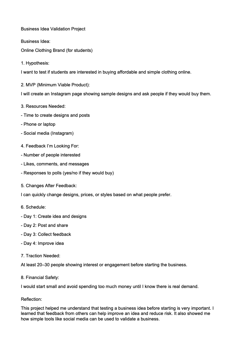 Learning How to Test and Validate a Business Idea - image 1 - student project