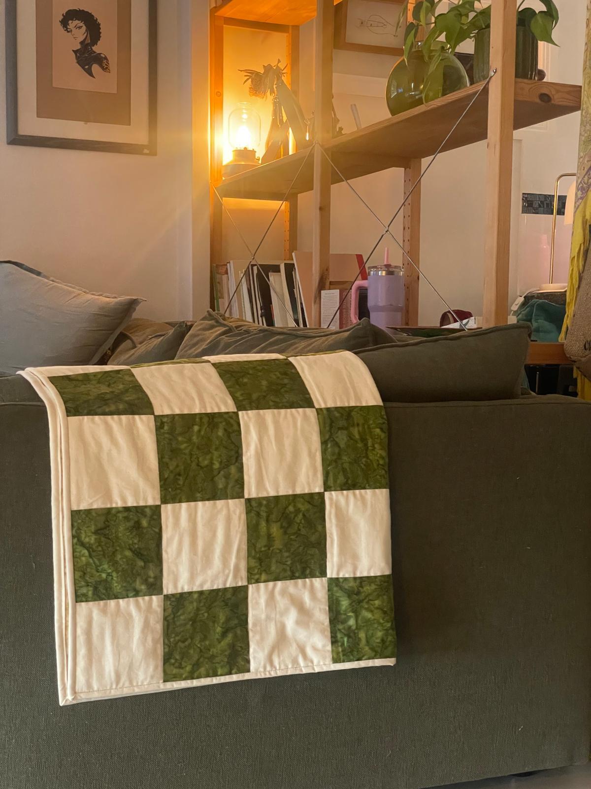 Green & White Baby Quilt - image 1 - student project