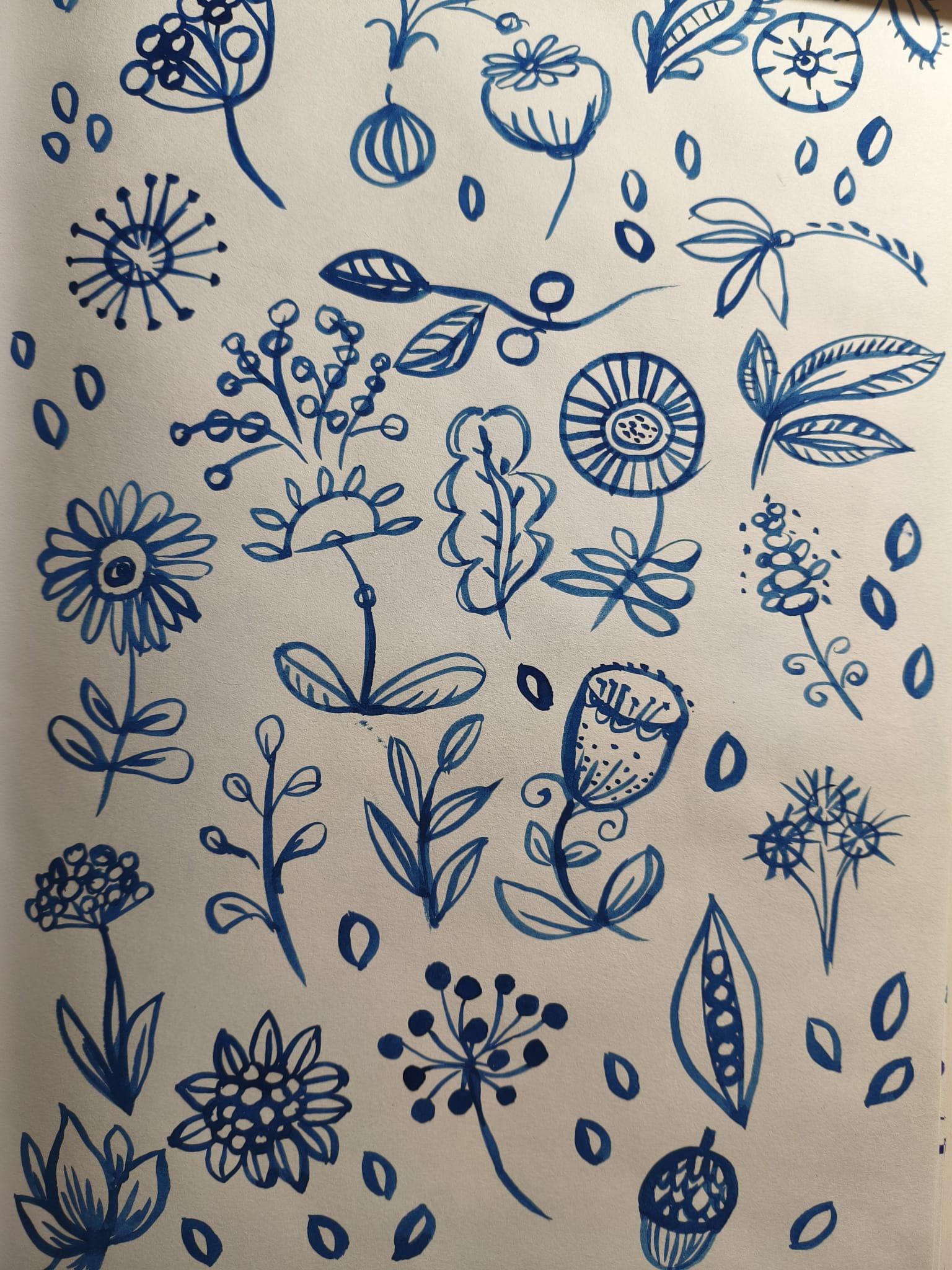 Painting botanicals in gouache on creative paper backgrounds - image 2 - student project