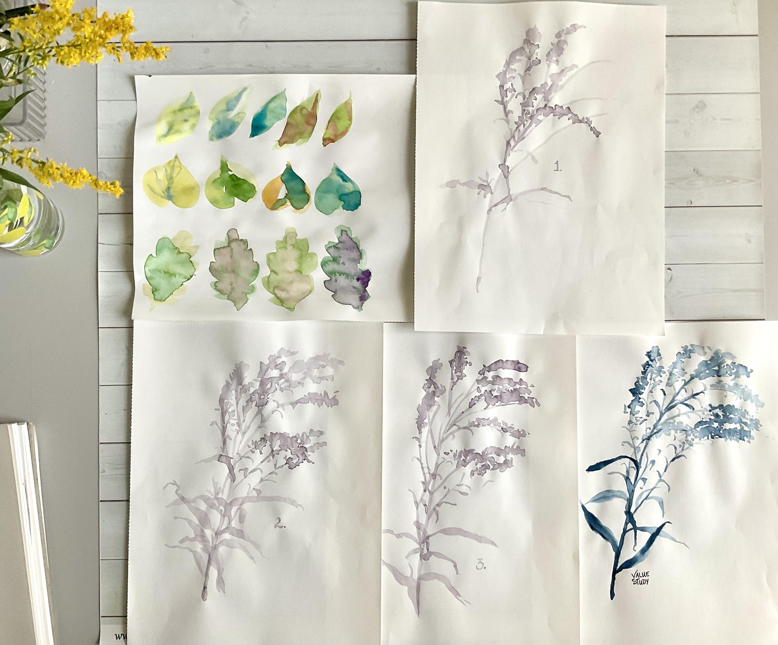 Goldenrod Floral Watercolor - image 3 - student project