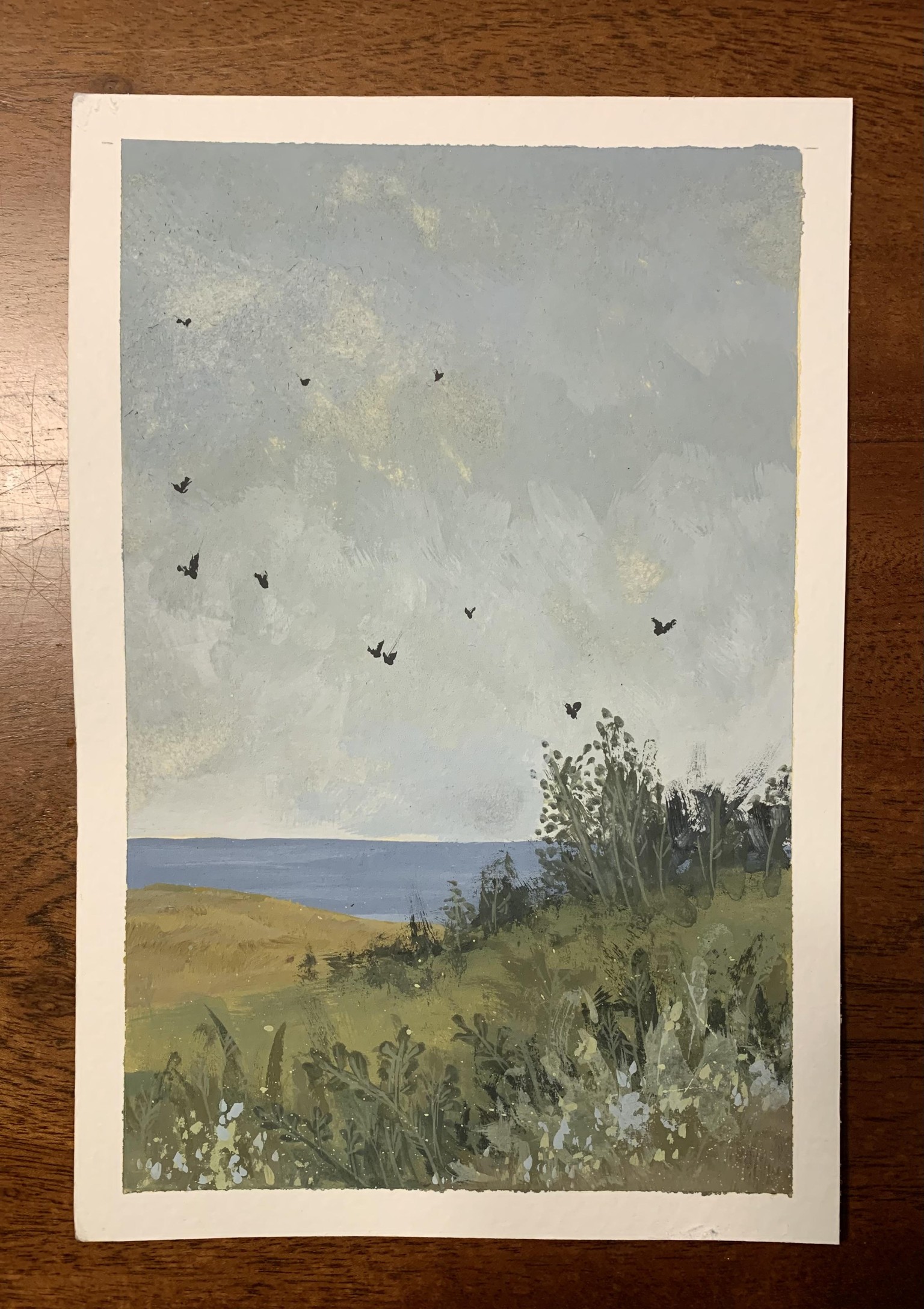 Vintage-style gouache landscape - image 1 - student project