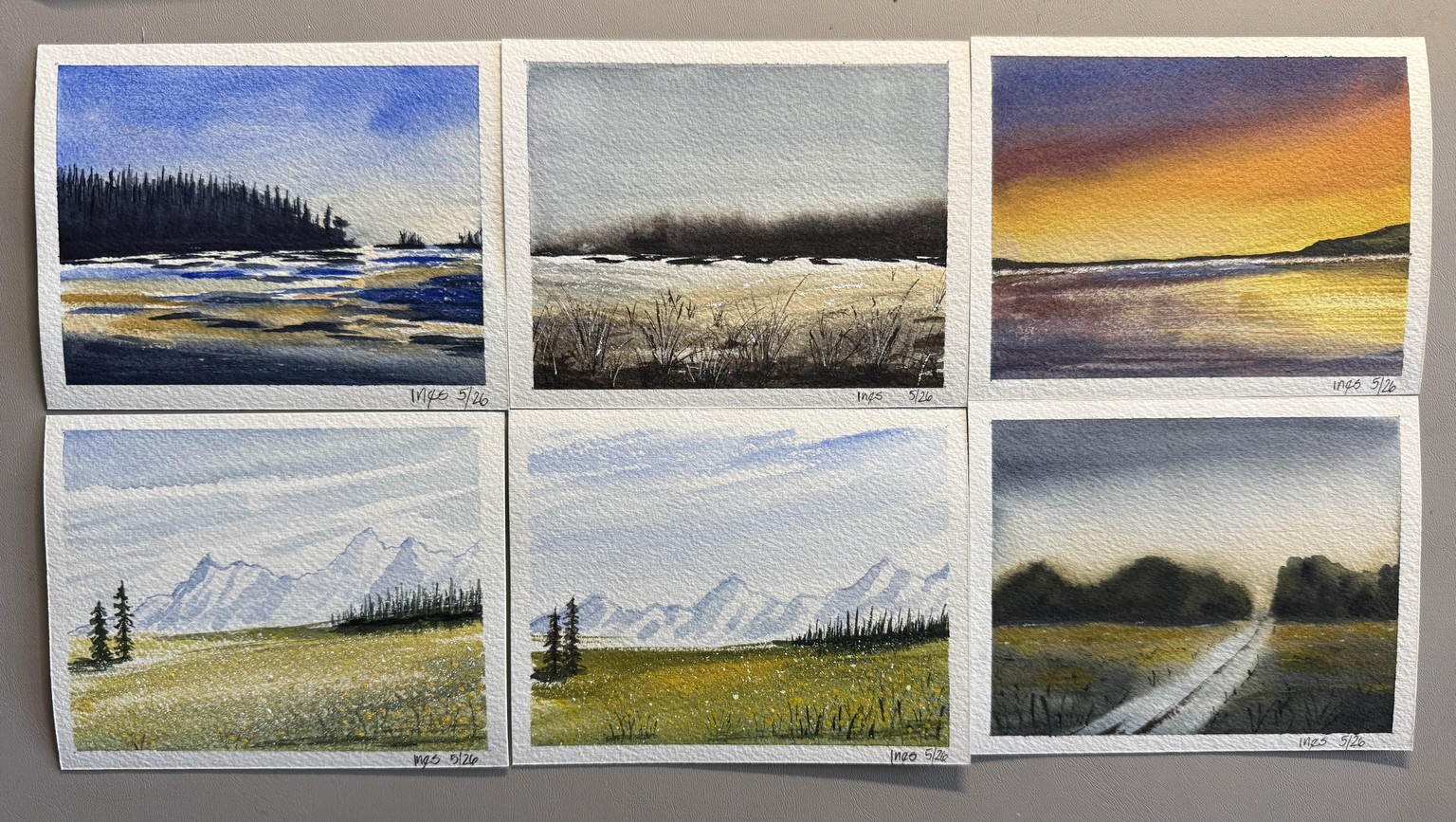 Minimalist watercolor landscapes - image 1 - student project