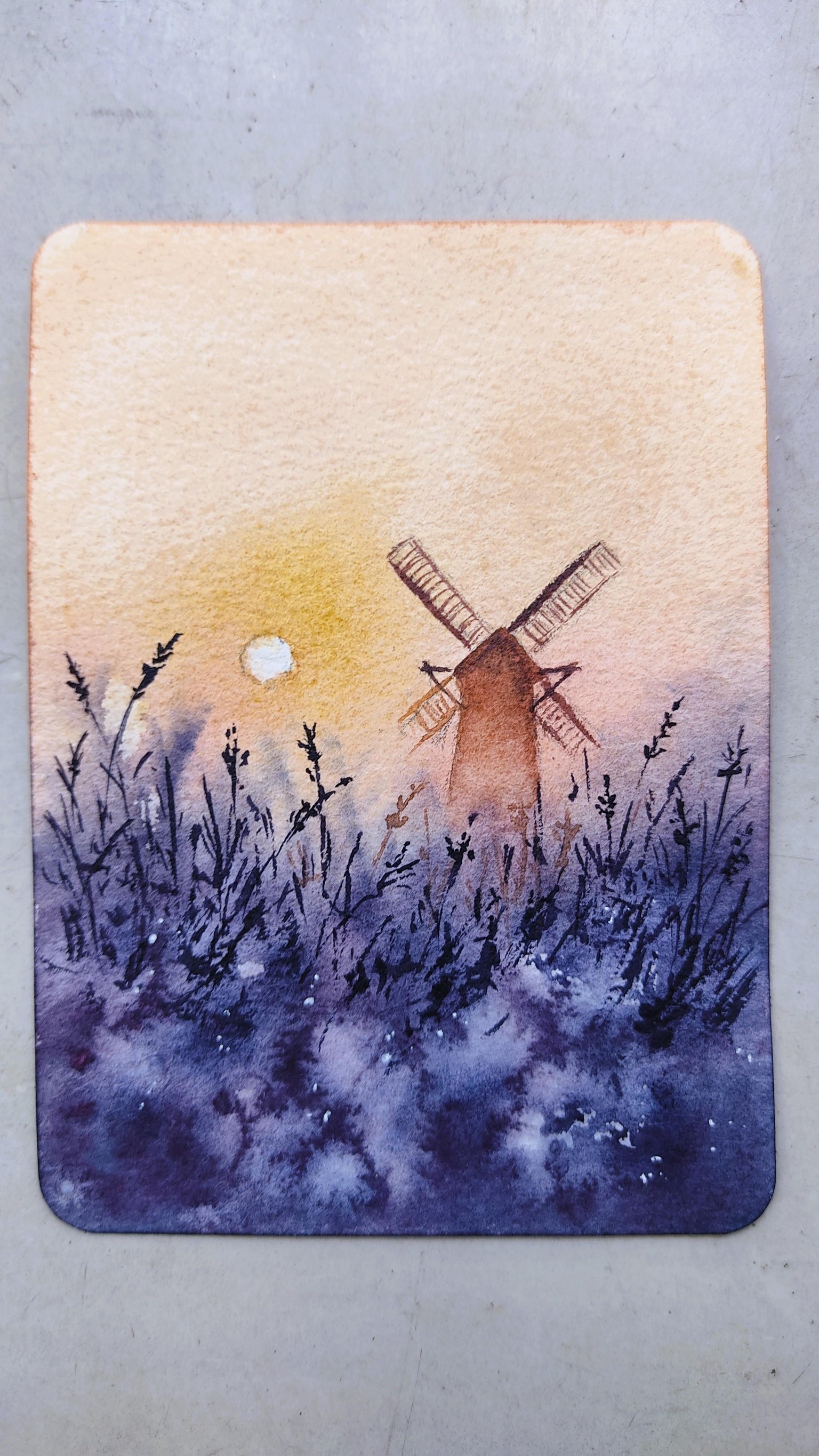Atmospheric Windmill Scene with Golden Sun & Blue Mist - image 1 - student project