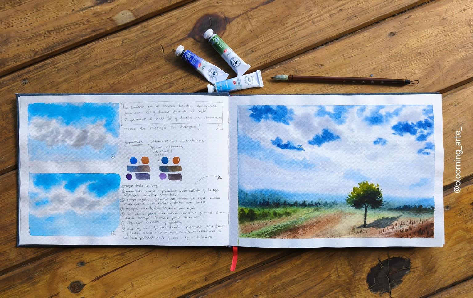 Todo sobre cómo pintar cielos azules y nubes blancas con acuarela - image 1 - student project