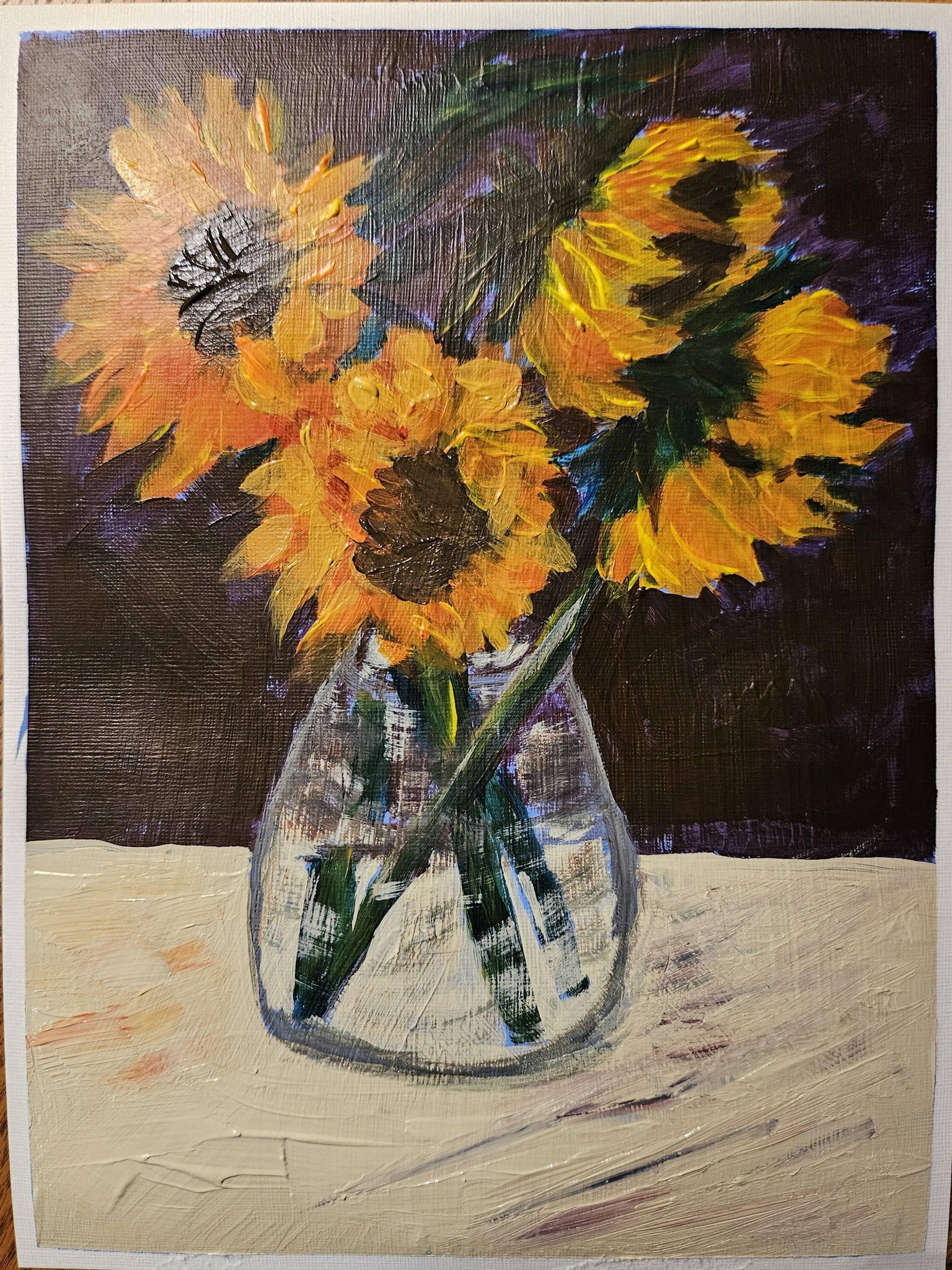 Sunflowers in acrylic - image 1 - student project