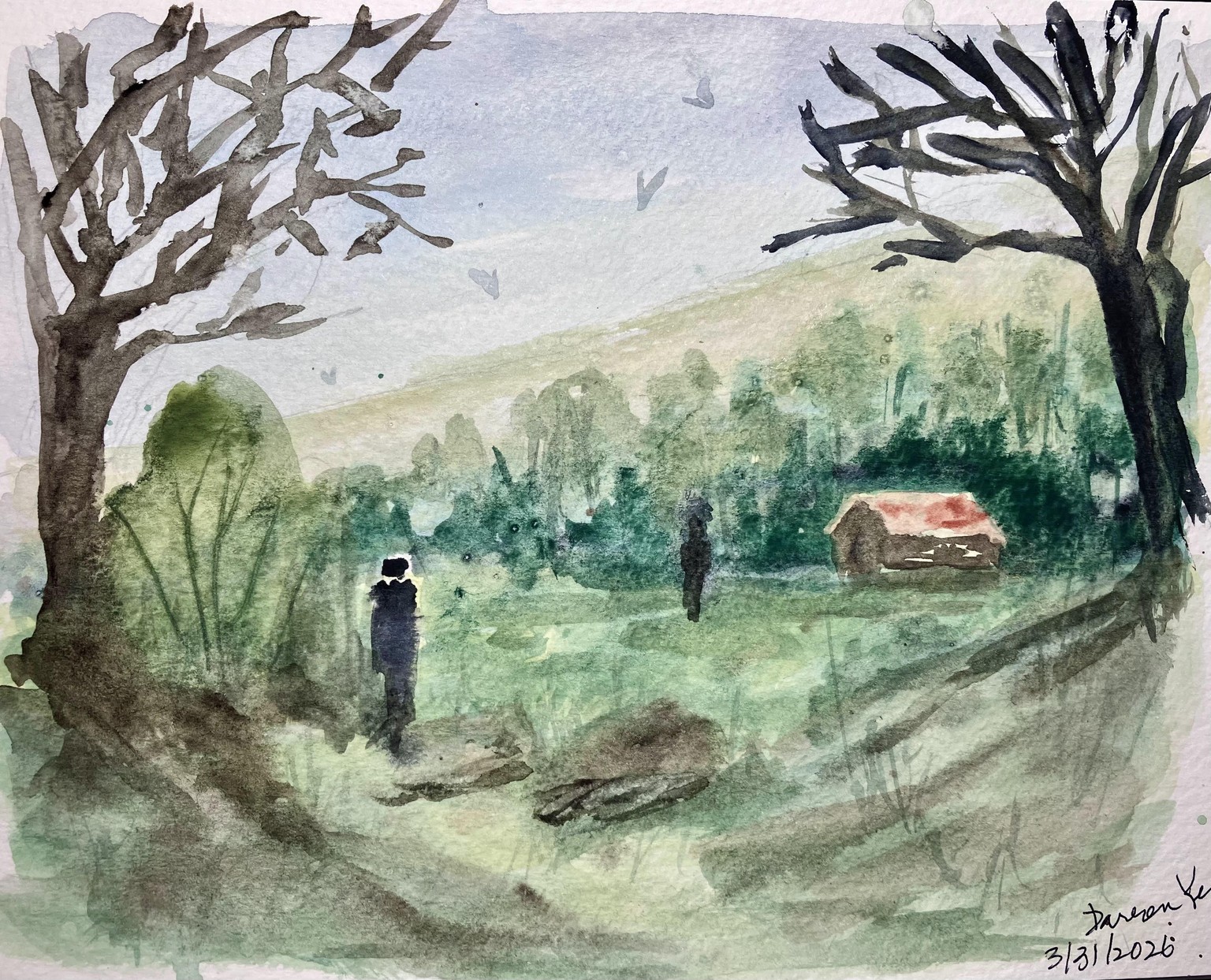 Watercolor scenery:  Ink or no ink? - image 4 - student project