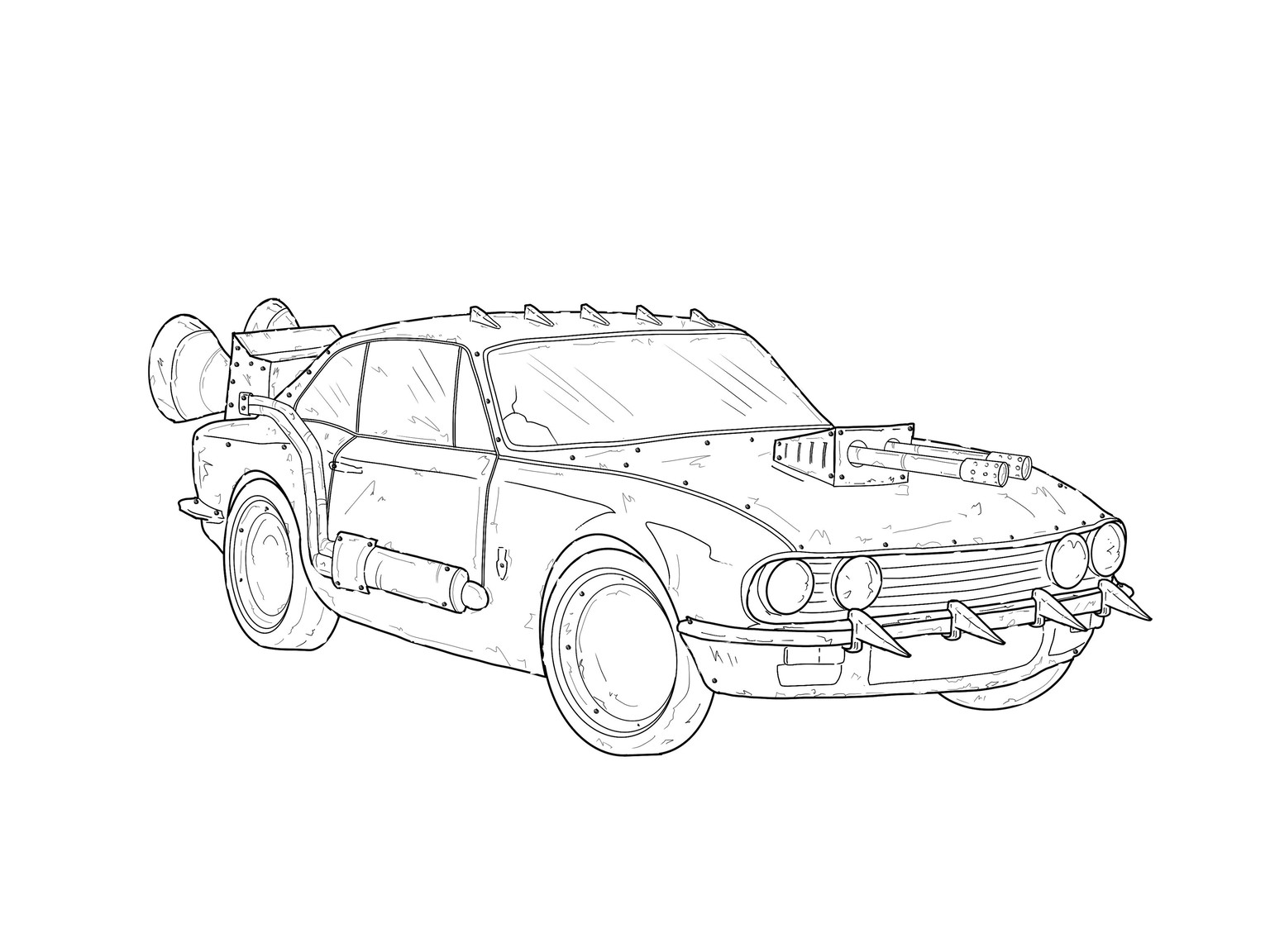 Octopus and warbeetle line art with painting - image 1 - student project