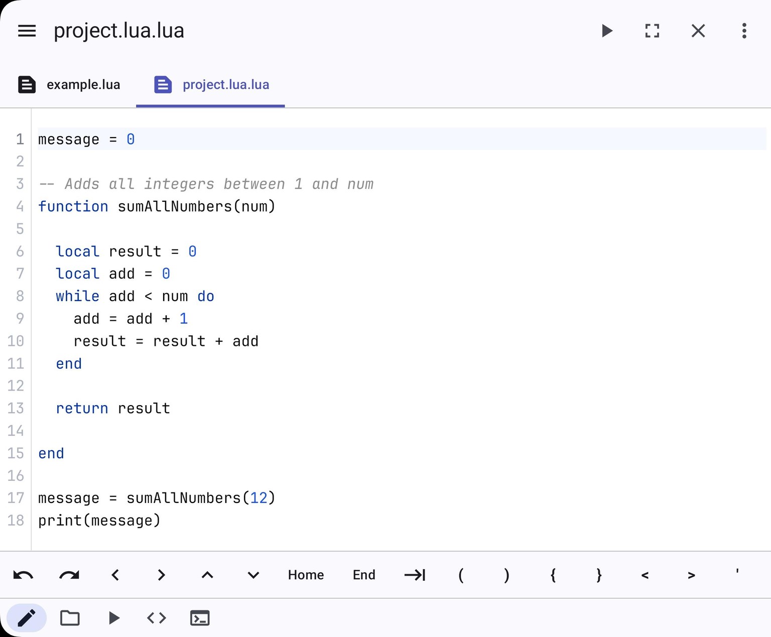 sumAllNumbers code - image 1 - student project
