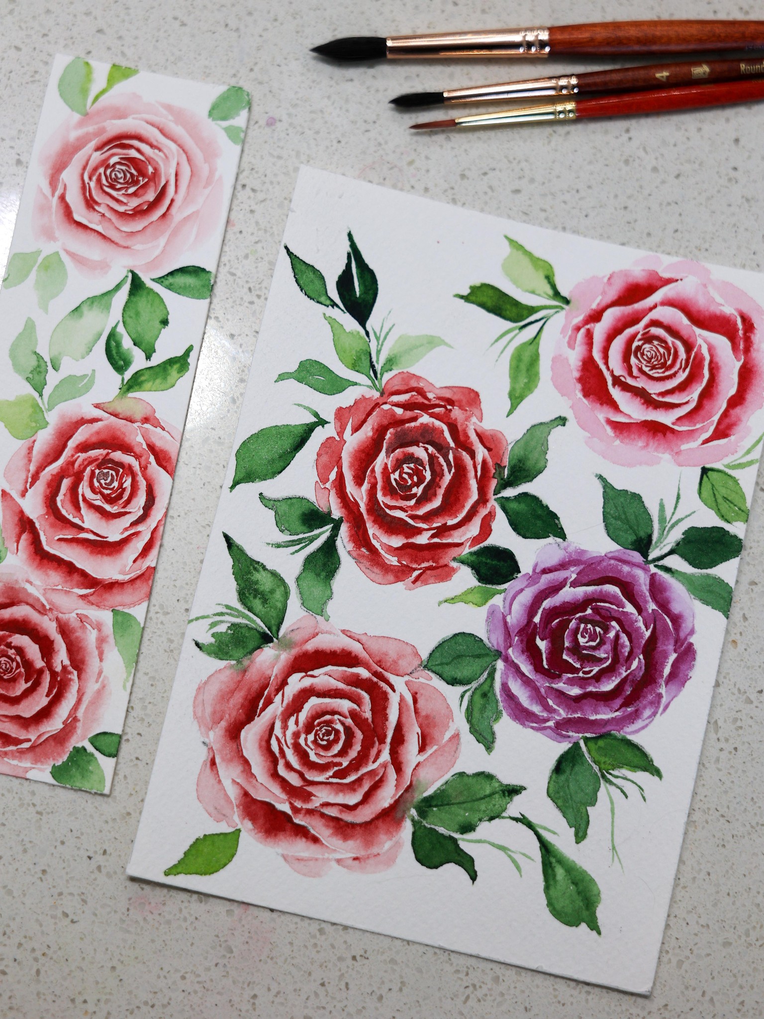 Watercolor loose roses - image 2 - student project