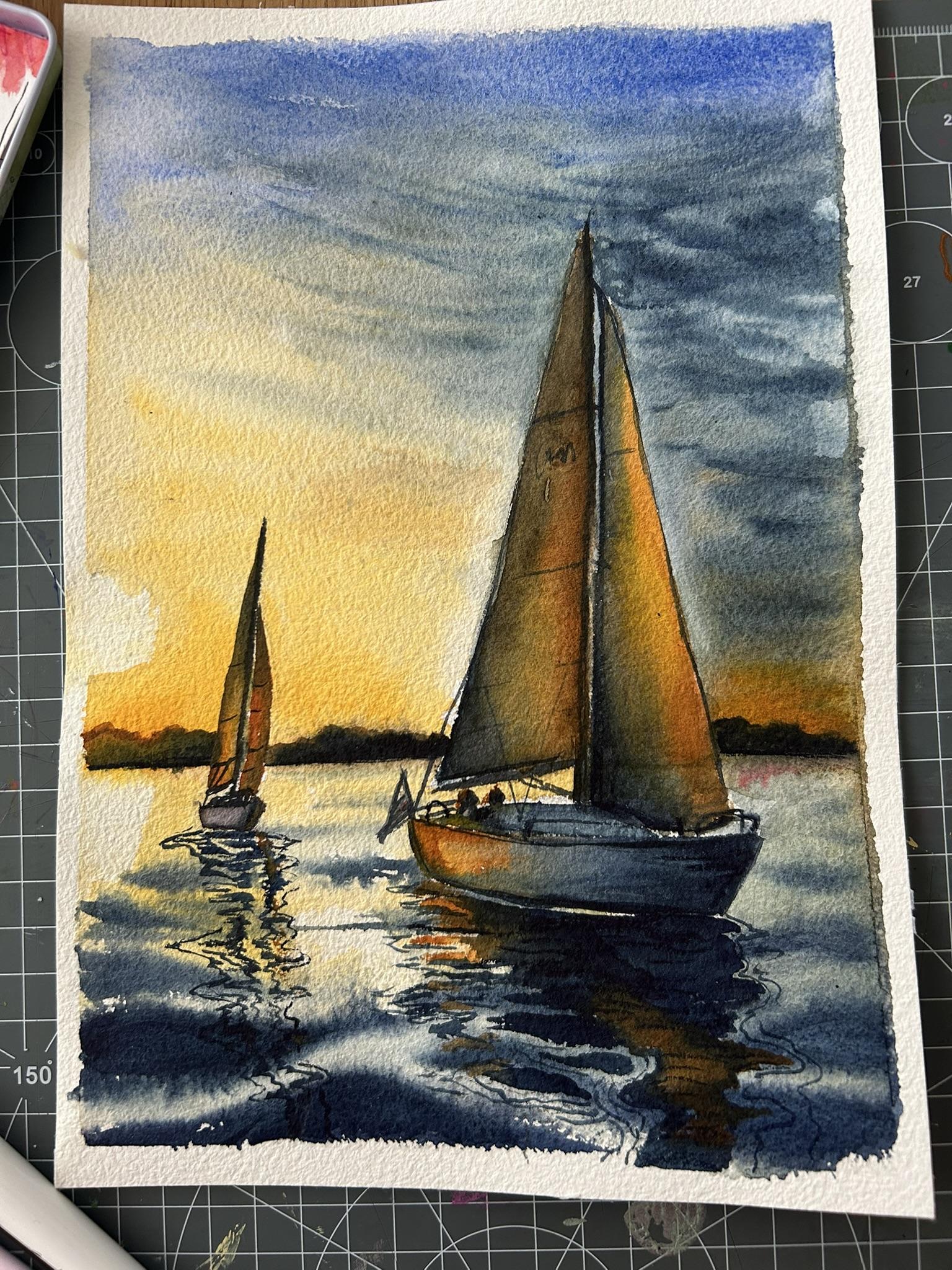 Sailboats at sunset 1st try - image 1 - student project