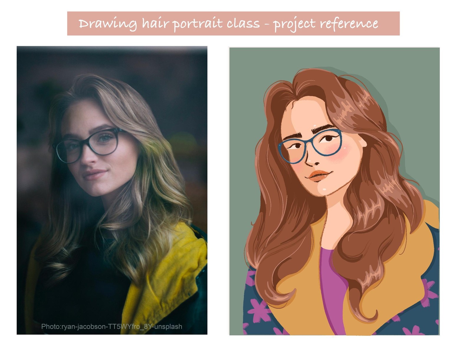 Portrait Illustration - Stylized Hair - image 1 - student project