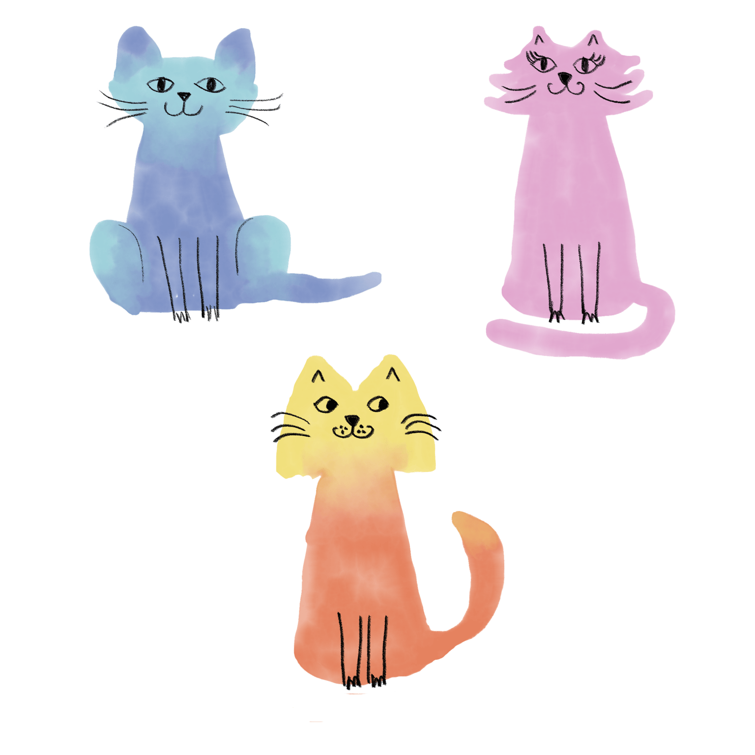 Cute watercolor cats - image 1 - student project