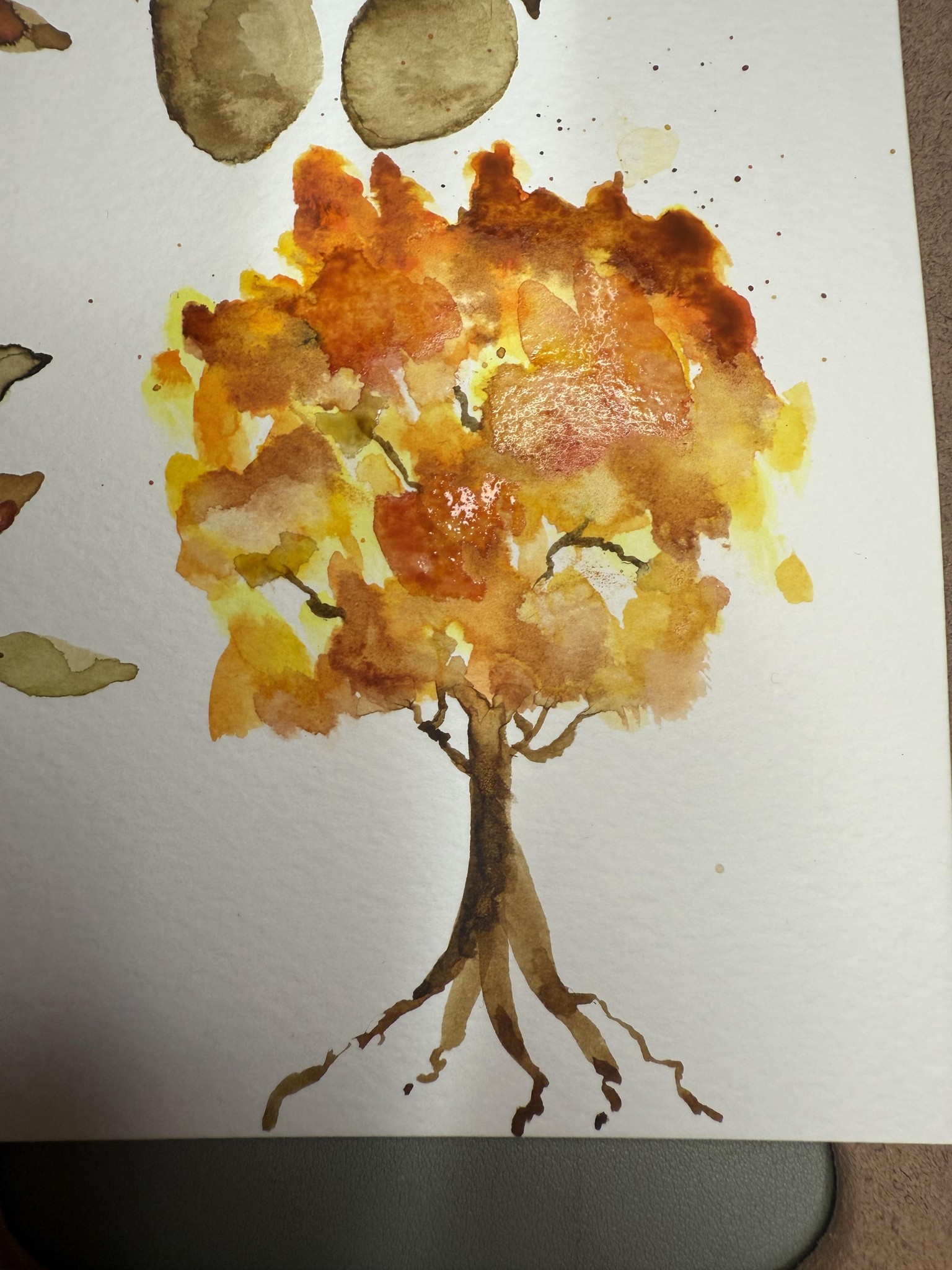 Fall Watercolors. .acorns, pumpkins and tree! - image 3 - student project
