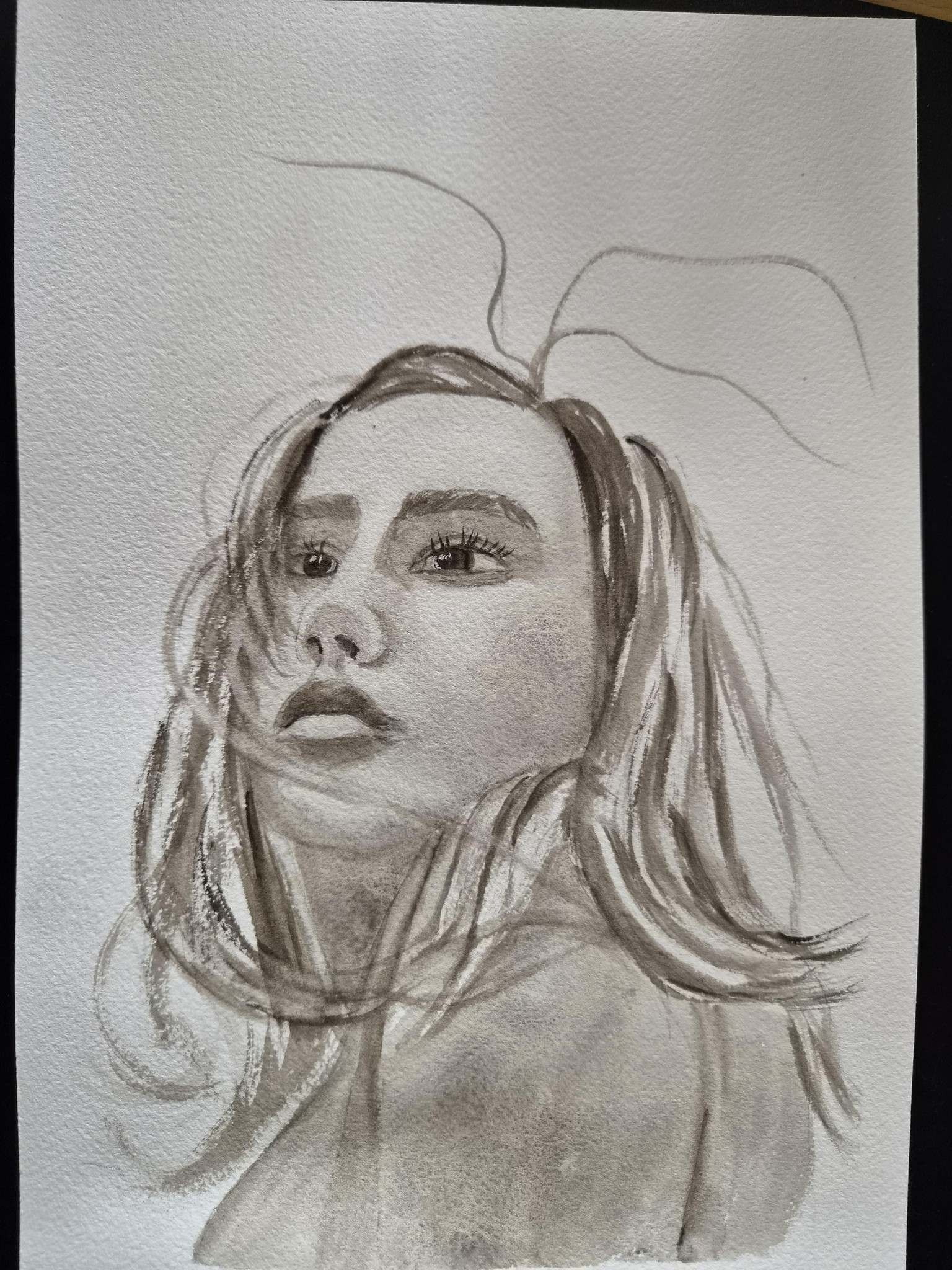 Monochrome Watercolor Portraits day 1-7 - image 12 - student project
