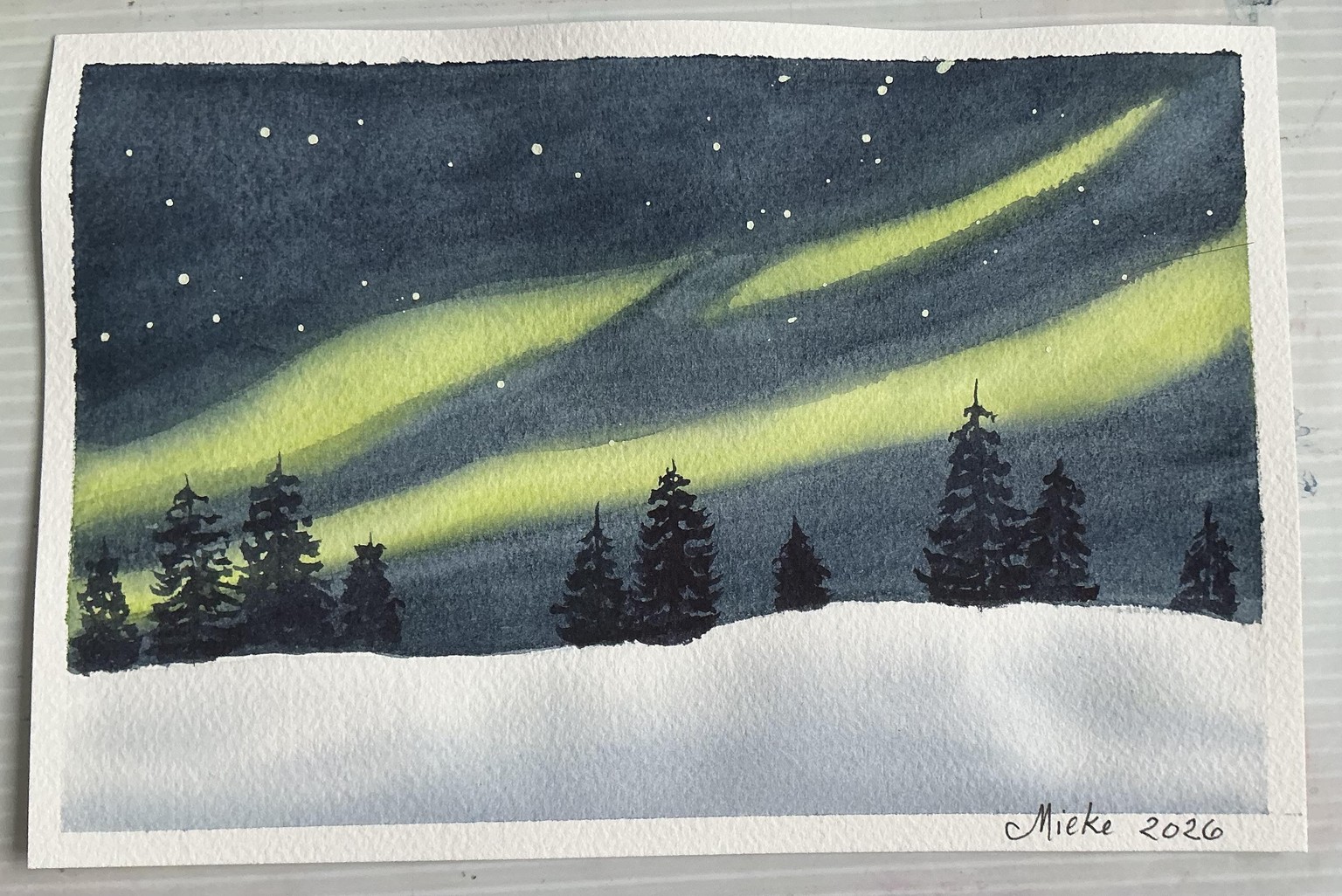 Winter therapeutic watercolour paintings - image 2 - student project