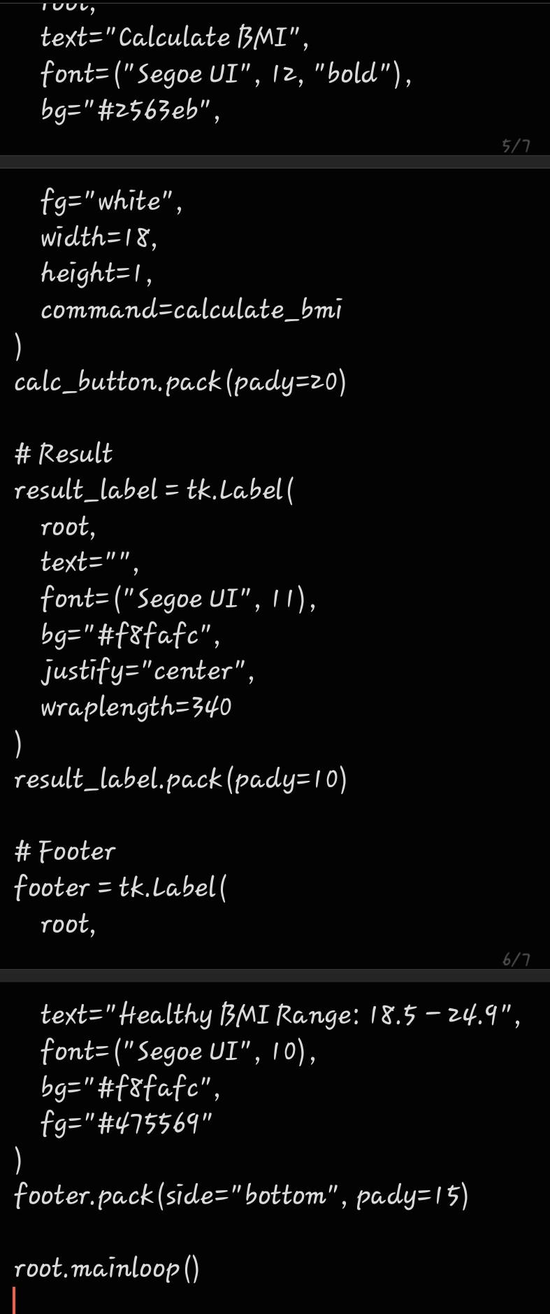 BMI Calculator - image 3 - student project