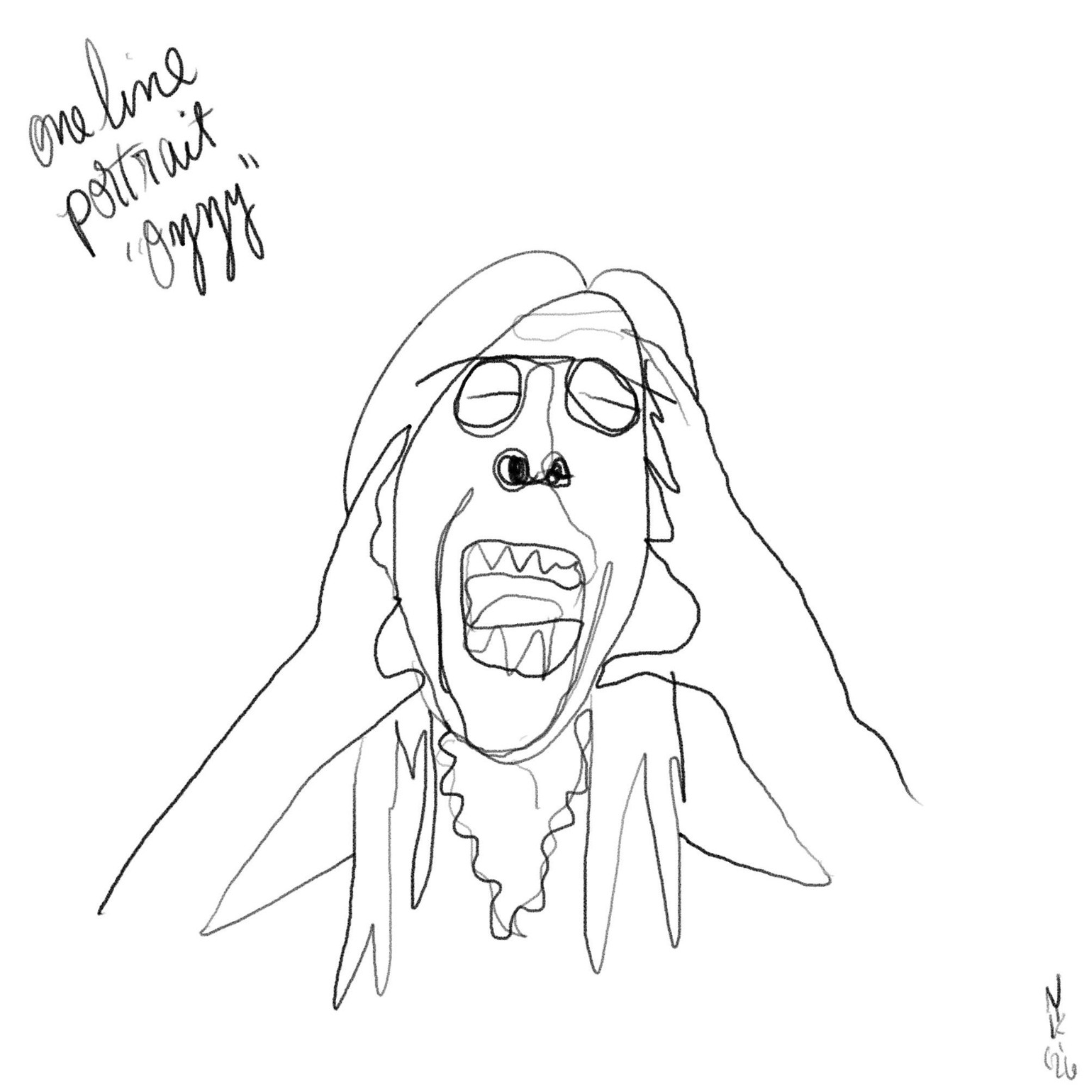 One line drawing, blind contour self portrait - image 4 - student project