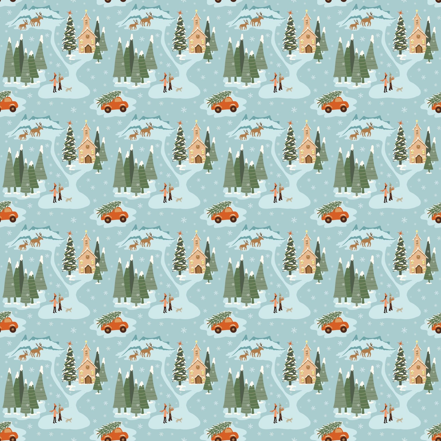 Christmas scene pattern in Procreate - image 1 - student project