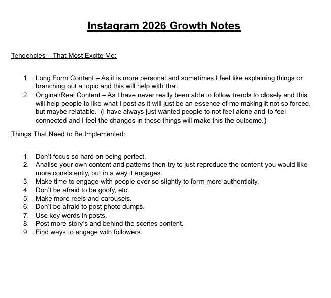Instgram Growth Notes for 2026 - image 1 - student project