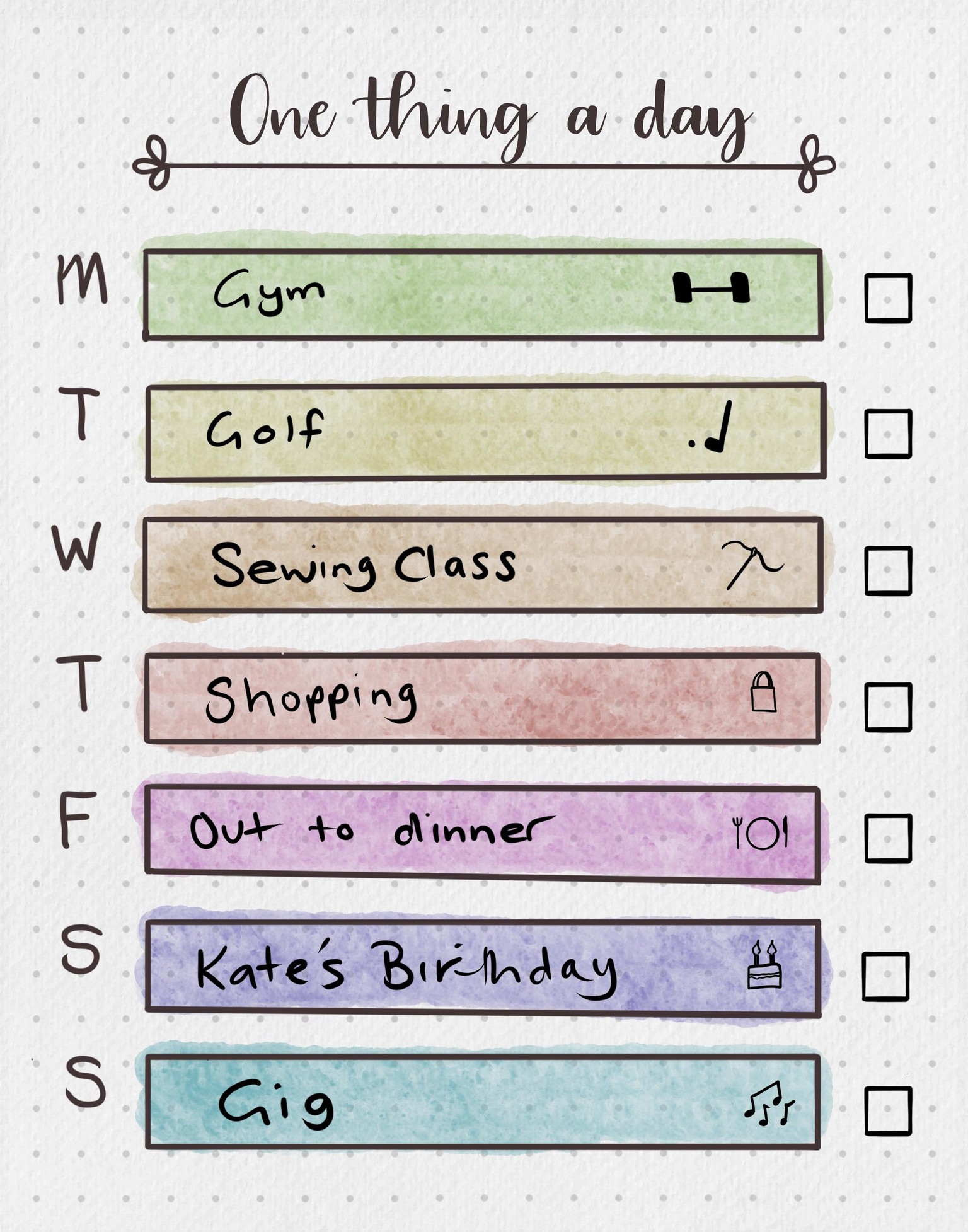 Bullet journal page- one thing a day - image 2 - student project