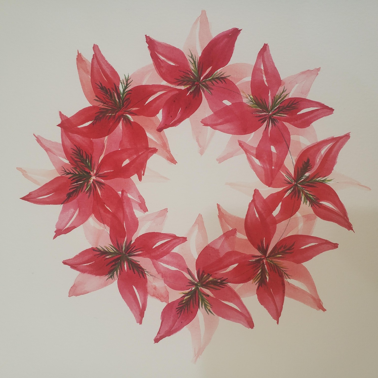Red Poinsettia wreath - image 1 - student project