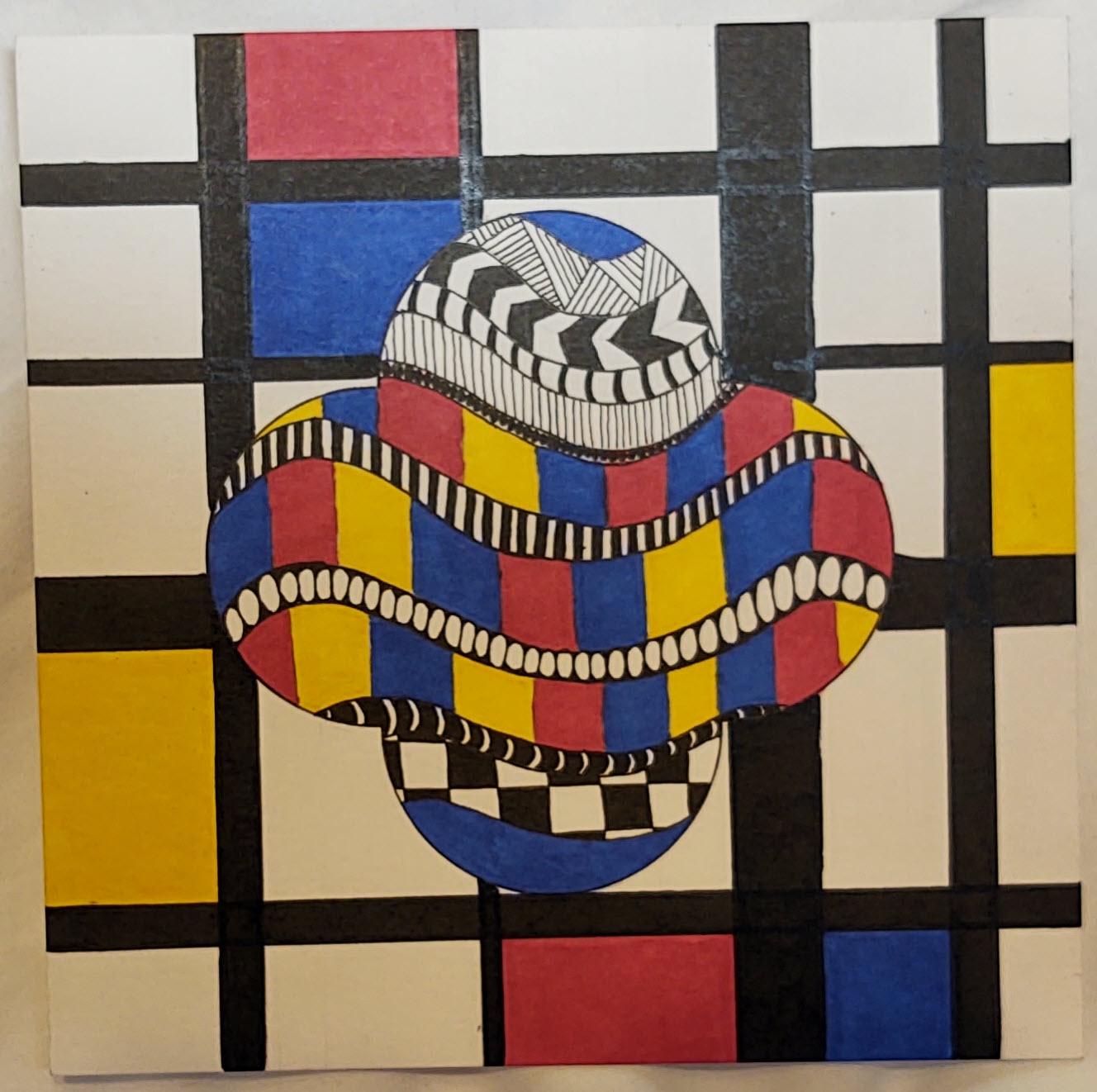 Mondrian Inspired Zentangle Art - image 4 - student project