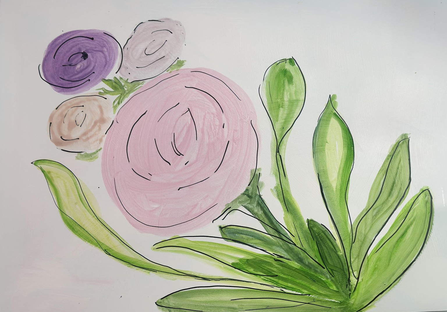 Simple and fun flowers in gouache and ink - image 2 - student project