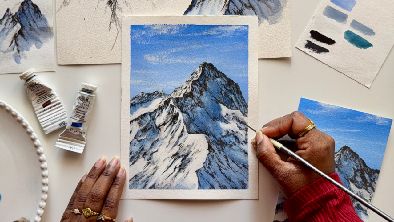 Snowy Mountain Landscape using Gouache - image 1 - student project