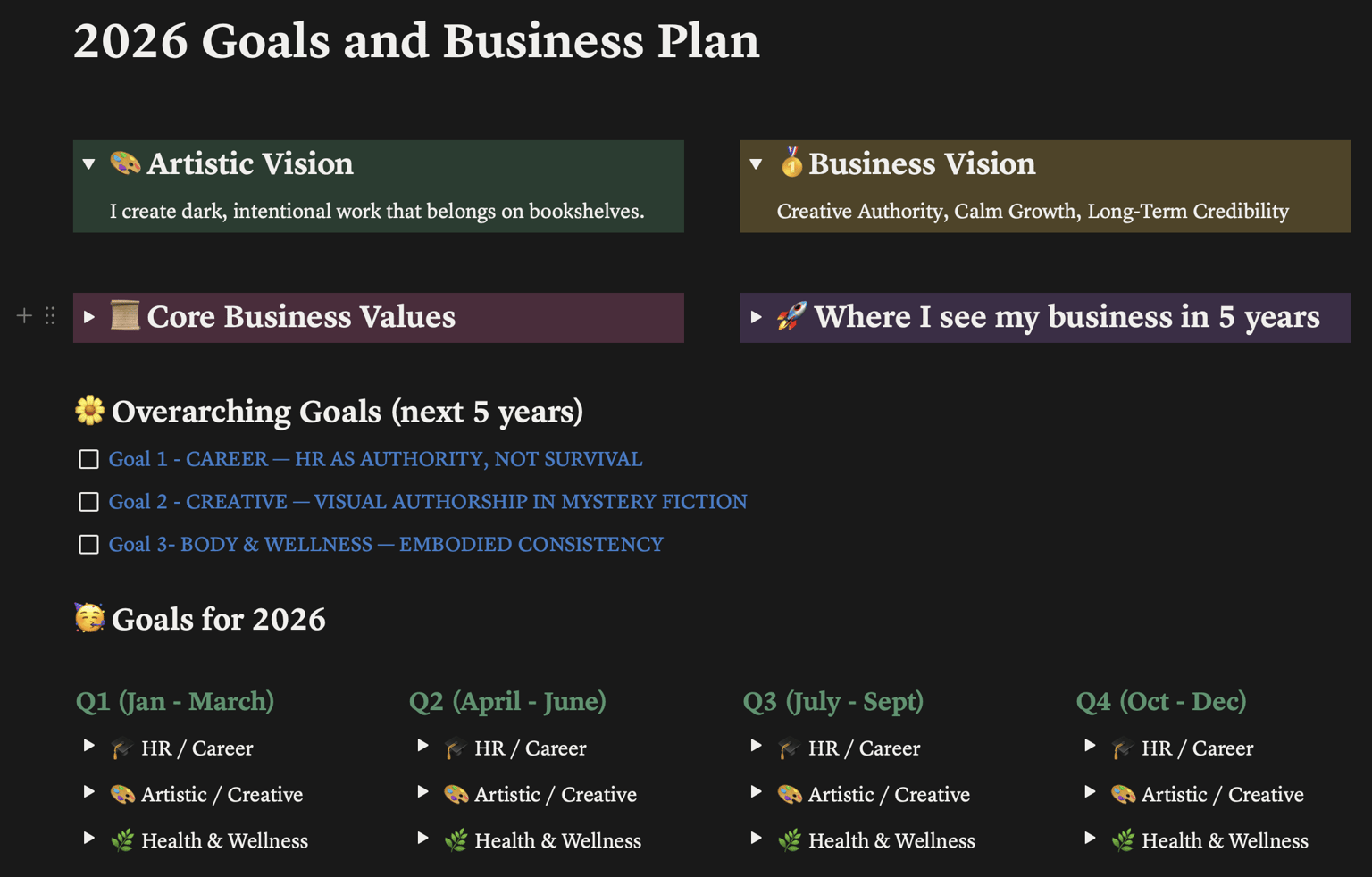 2026 Goals using Notion - image 1 - student project