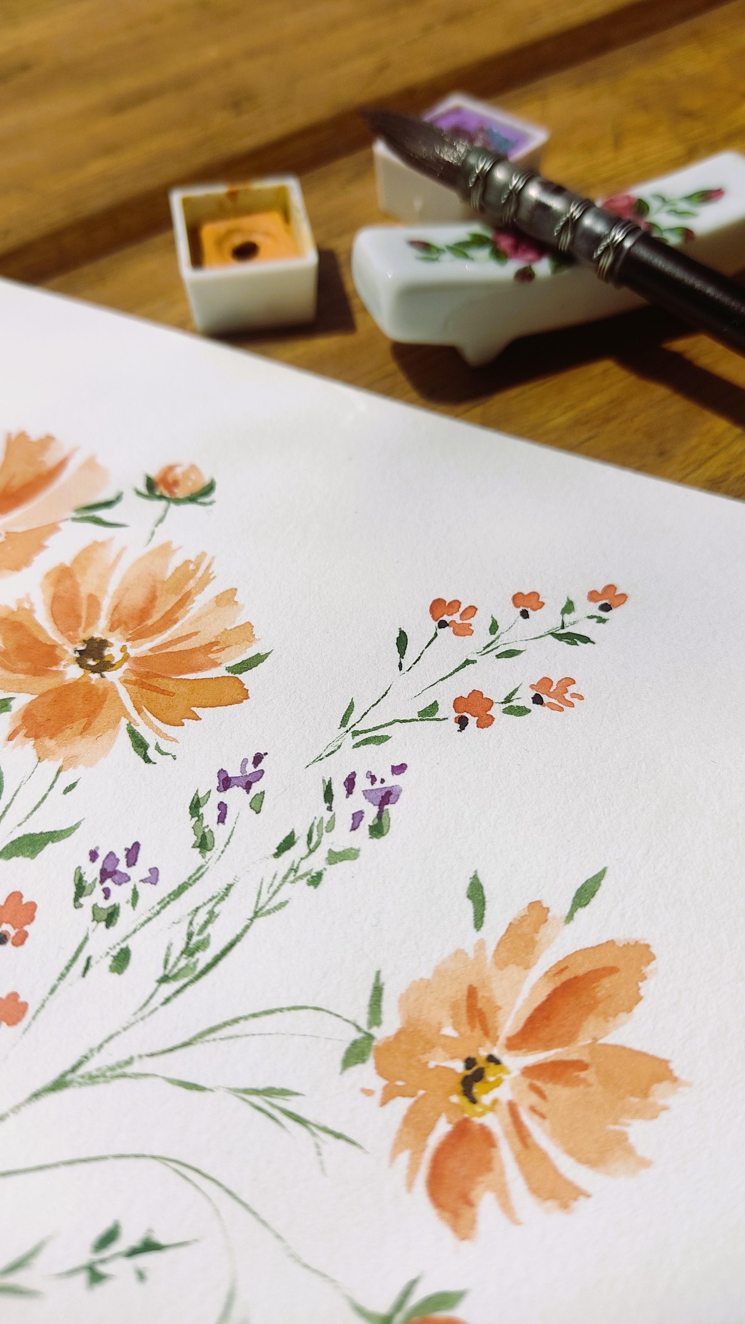 Watercolor Wildflowers: Paint Watercolor Florals Using a Vintage Autumn Color Palette - image 2 - student project