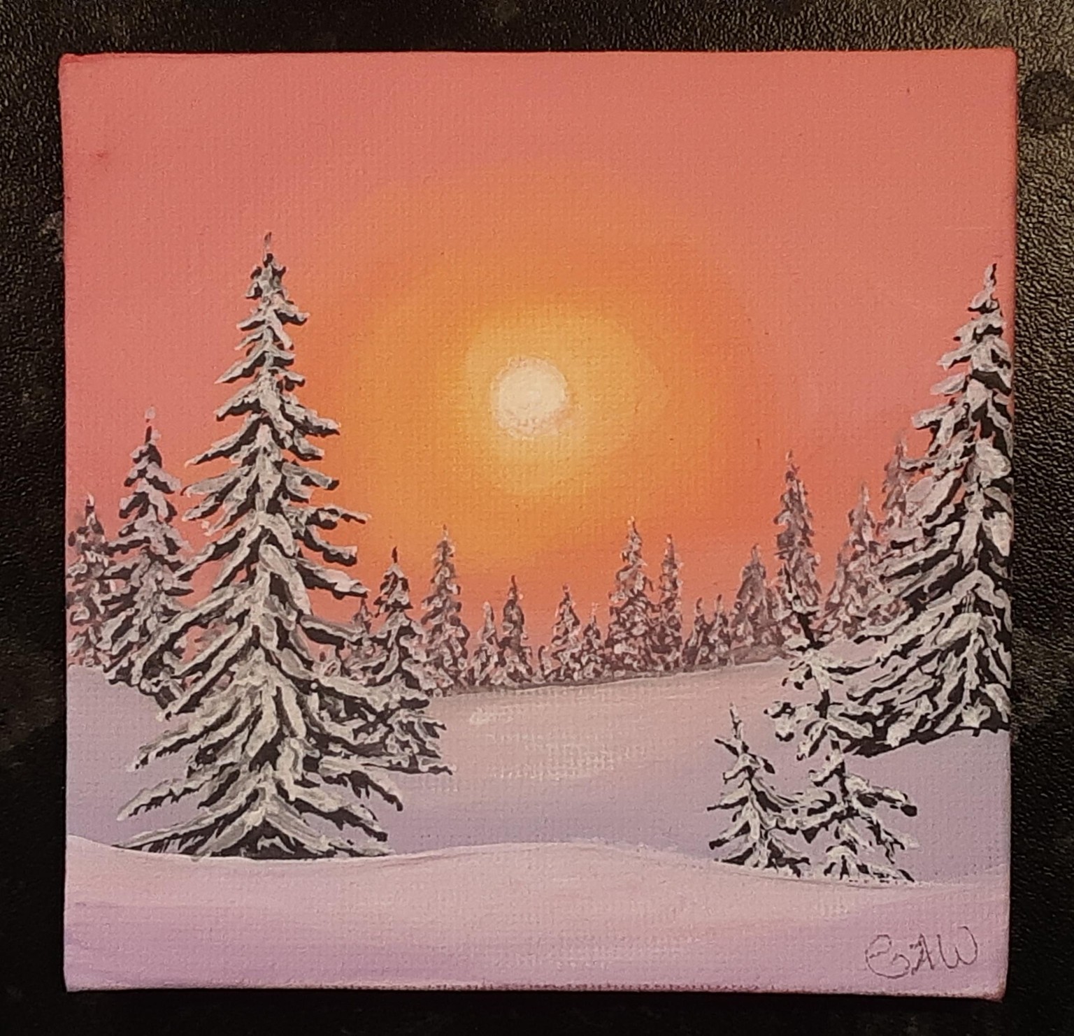 Winter landscapes in gouache on mini canvasses. - image 3 - student project