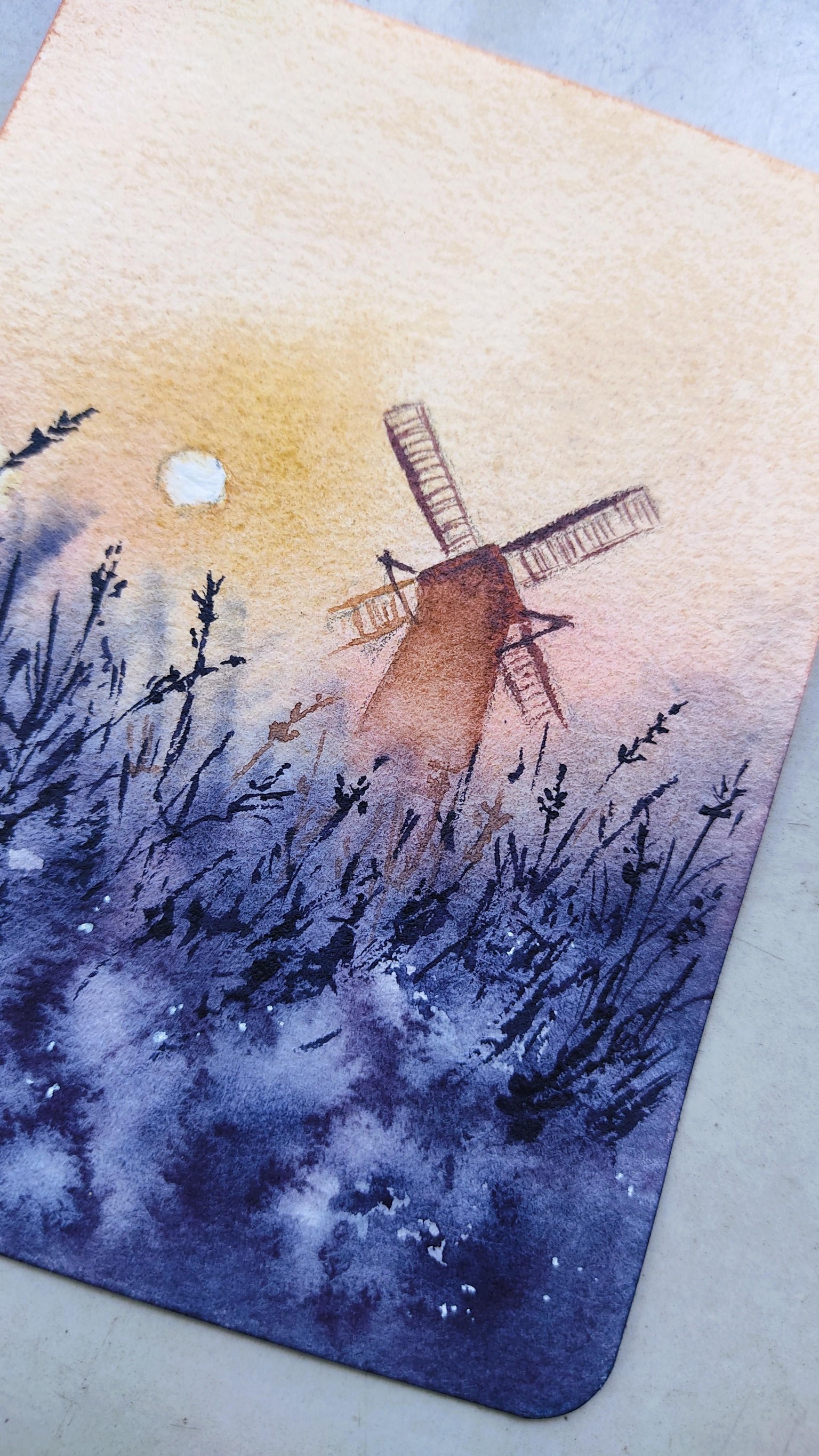 Atmospheric Windmill Scene with Golden Sun & Blue Mist - image 2 - student project