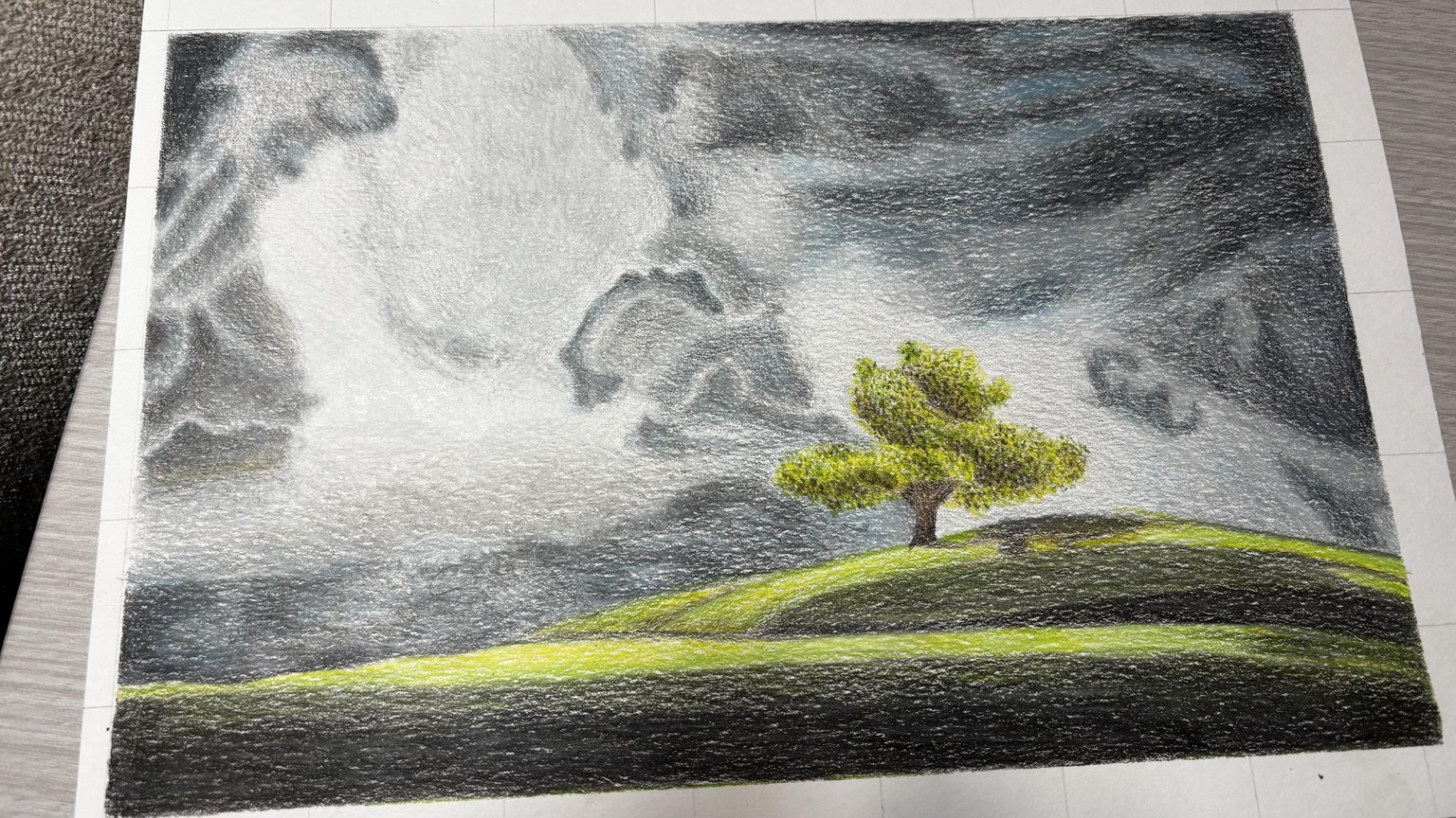 Landscape with colour pencil - image 1 - student project