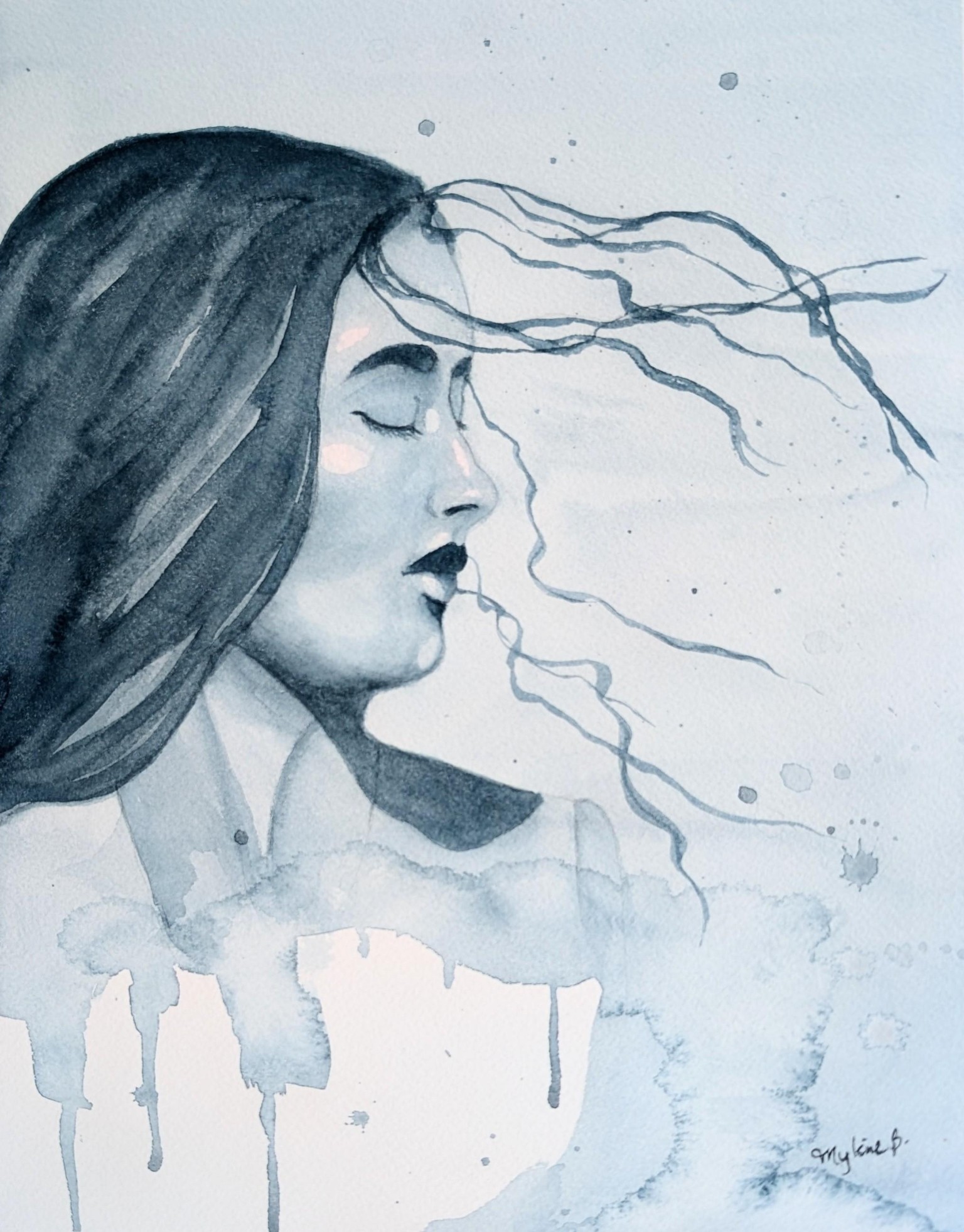 My first portrait in watercolor - image 2 - student project