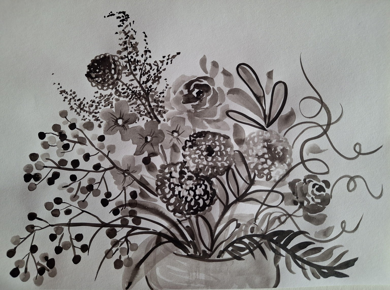 Winter florals in Ink - image 4 - student project