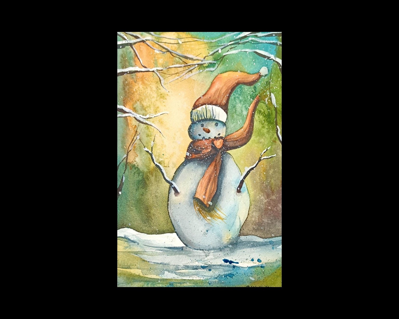 Snowman with Aquarell - image 1 - student project