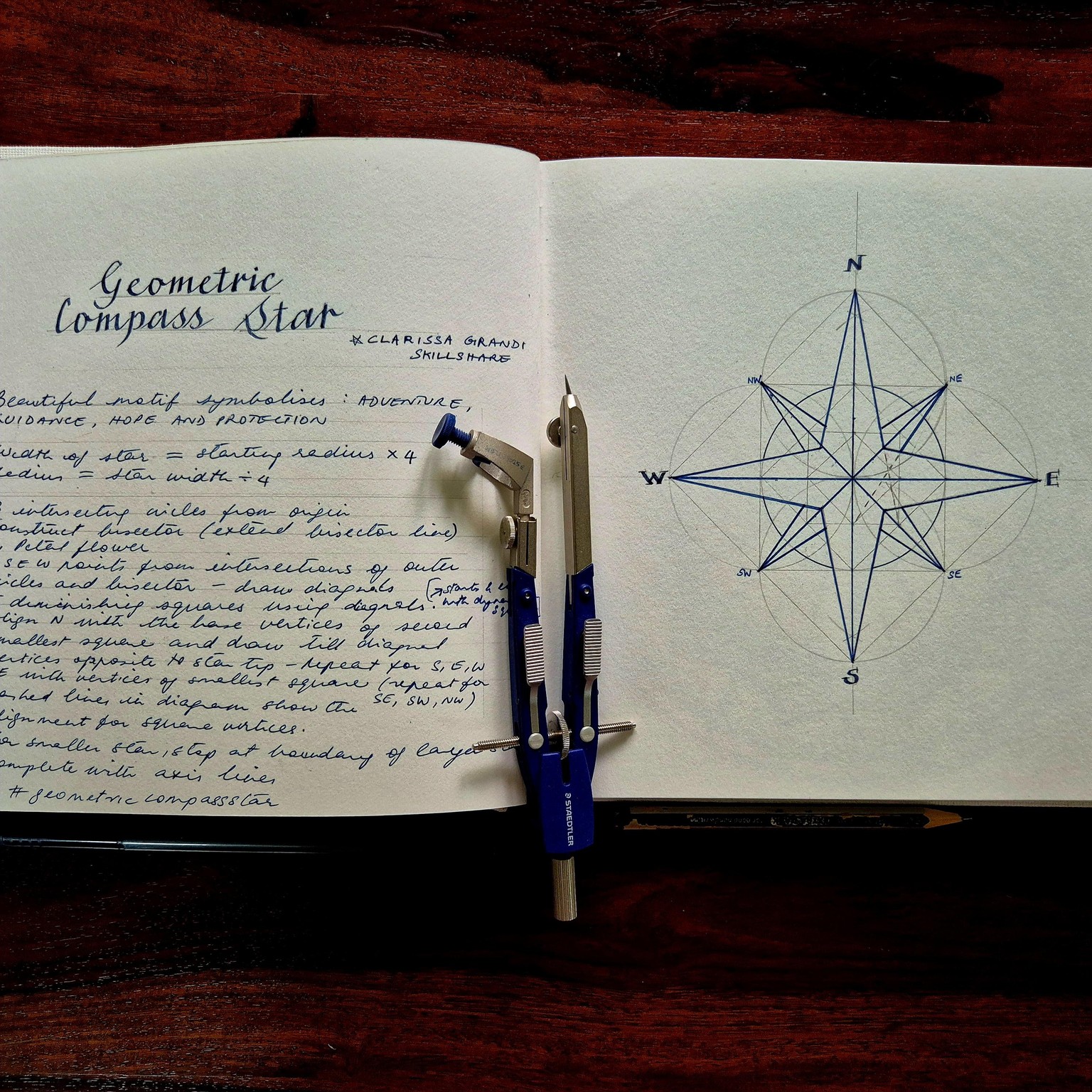 Mandala with Geometric Compass Star - image 4 - student project