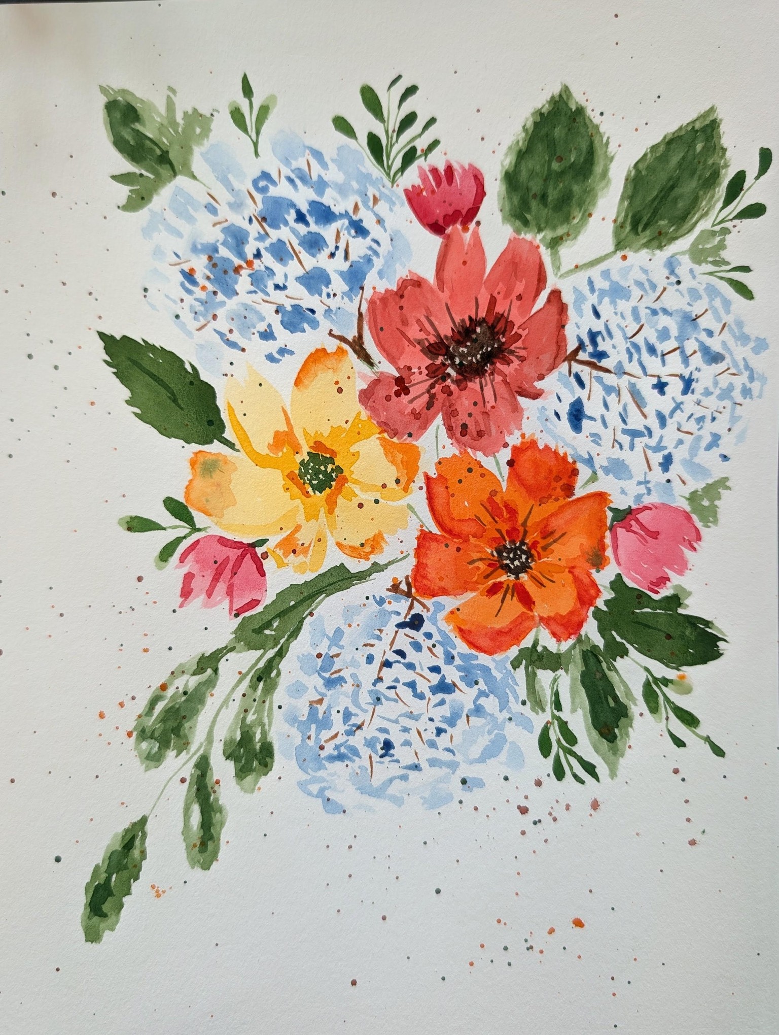Loose watercolor florals - image 1 - student project