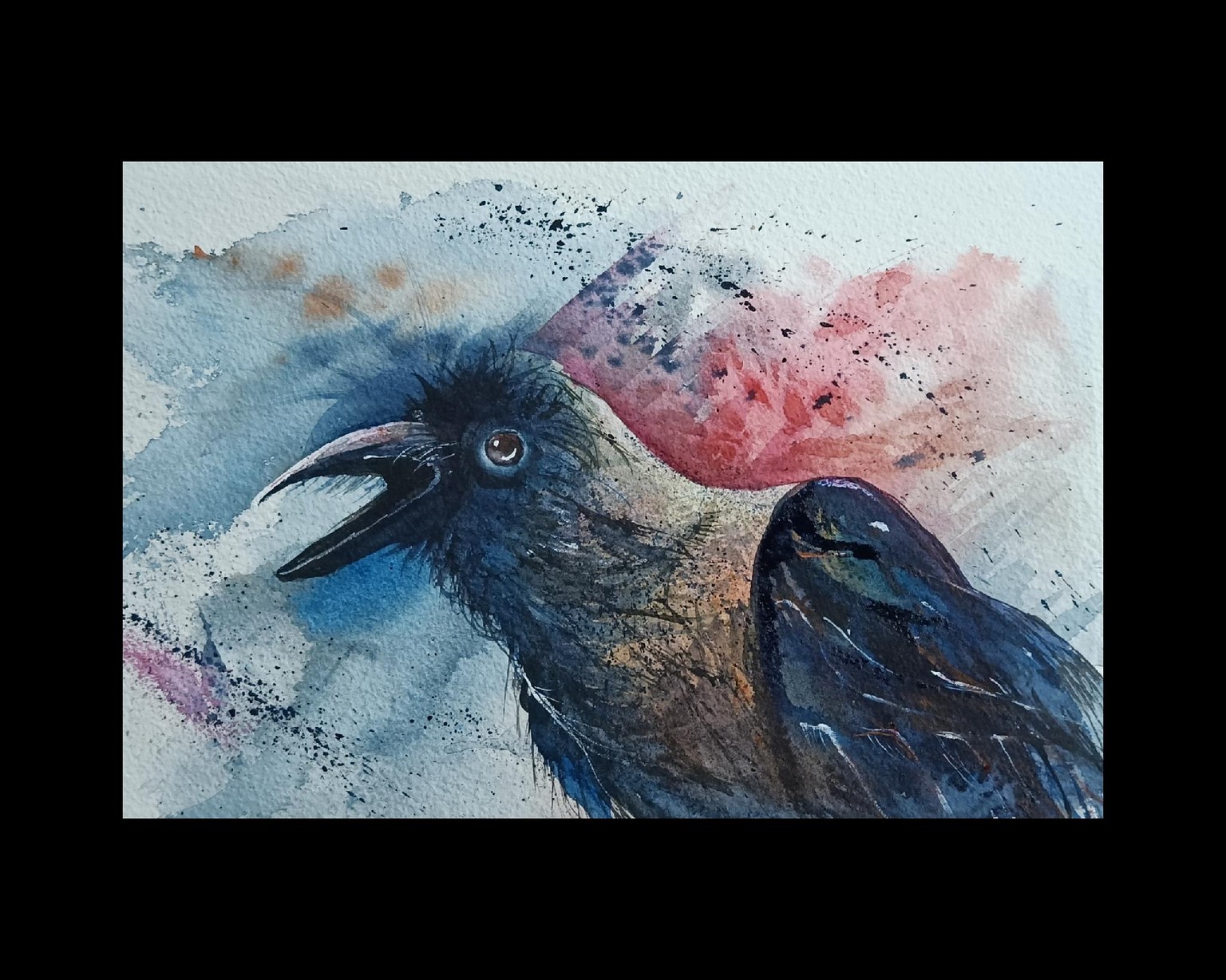Watercolor - a happy crow - image 1 - student project
