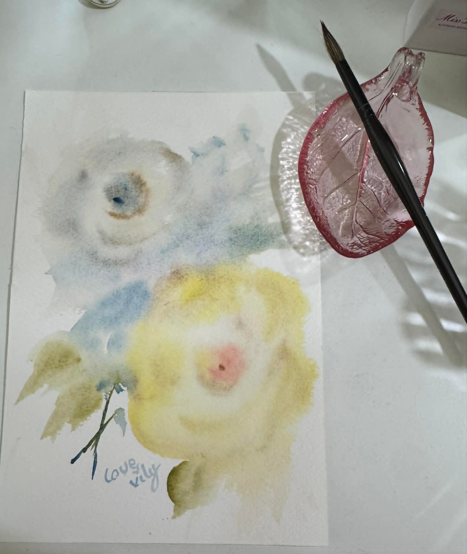 loose watercolor florals Painting with a large brush - image 1 - student project
