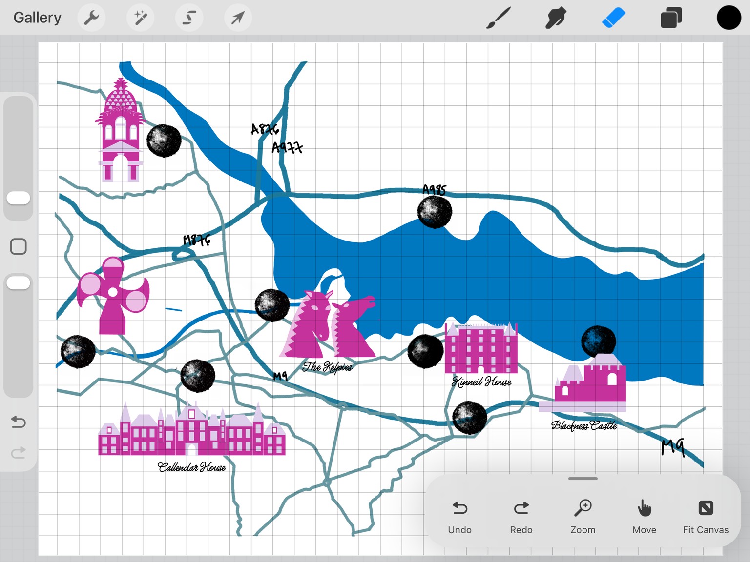 Falkirk Illustrated Map - The Quirky, Grand & Iconic - image 1 - student project