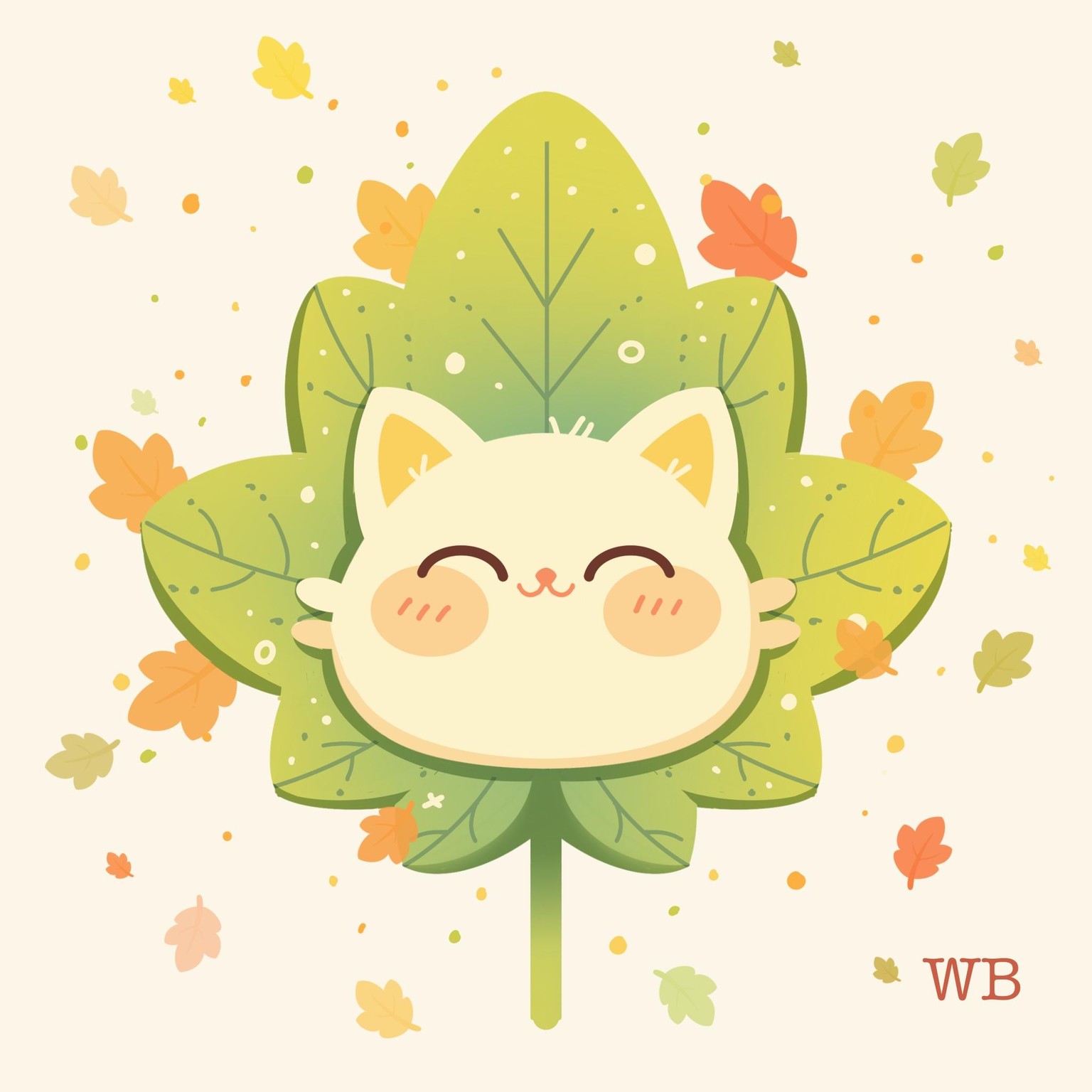 Cute cat leaf in procreate - image 1 - student project
