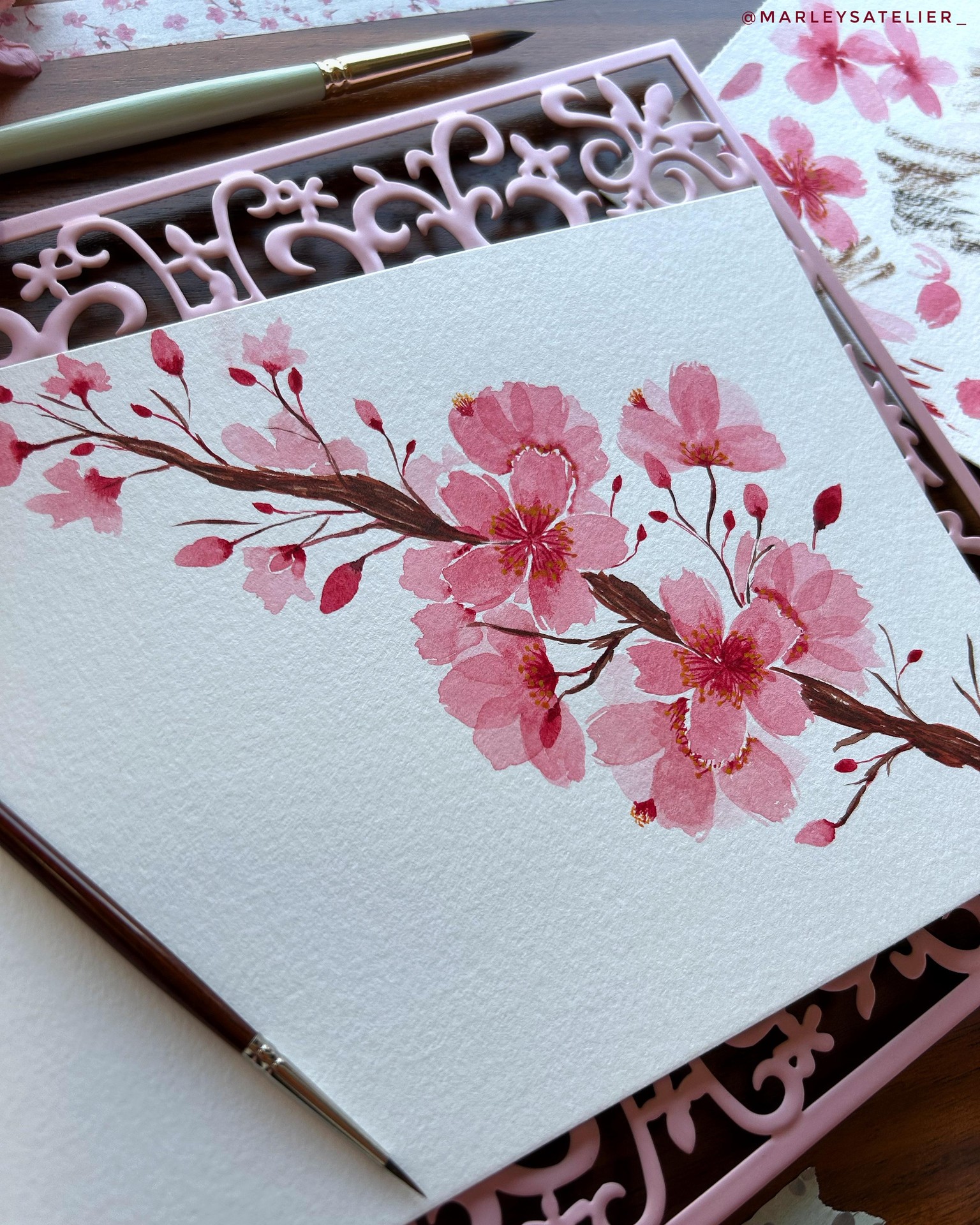 Watercolor Cherry Blossoms - image 3 - student project