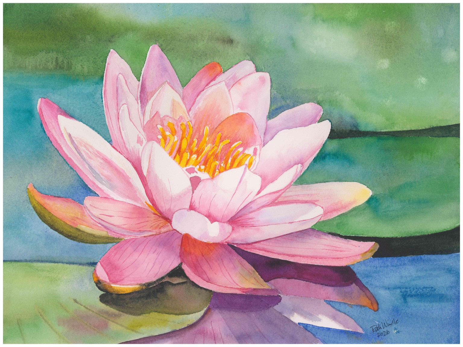 Watercolor waterlily - image 1 - student project