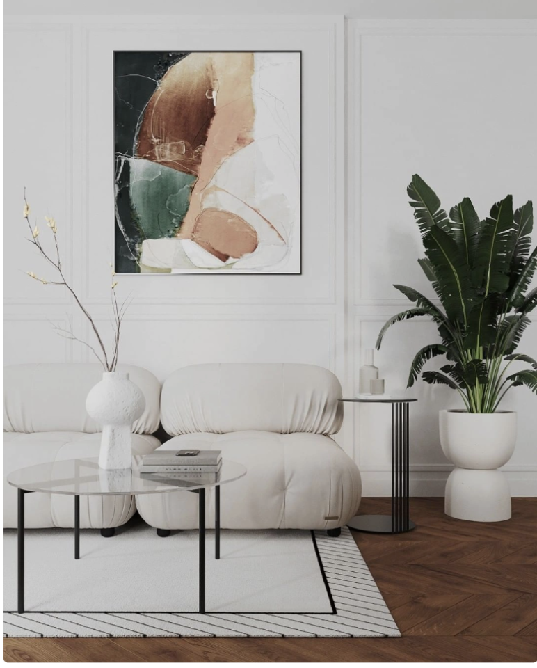 Adding Warmth and Flow to a geometric Open living Space - image 2 - student project